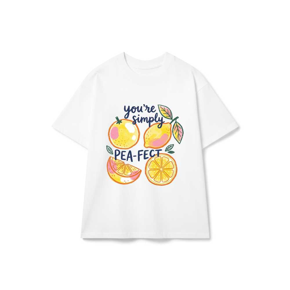 Áo thun unisex VNXK HAMCHOI Trắng cotton form rộng Lemon Pea-fect Tee - 150726-10-36-EWK