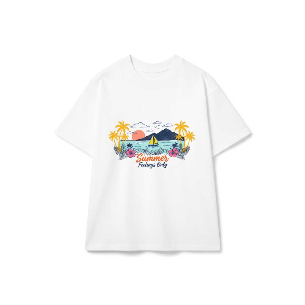 Áo thun unisex VNXK HAMCHOI Trắng cotton form rộng Tropical Summer Tee - 150726-10-53-EGP