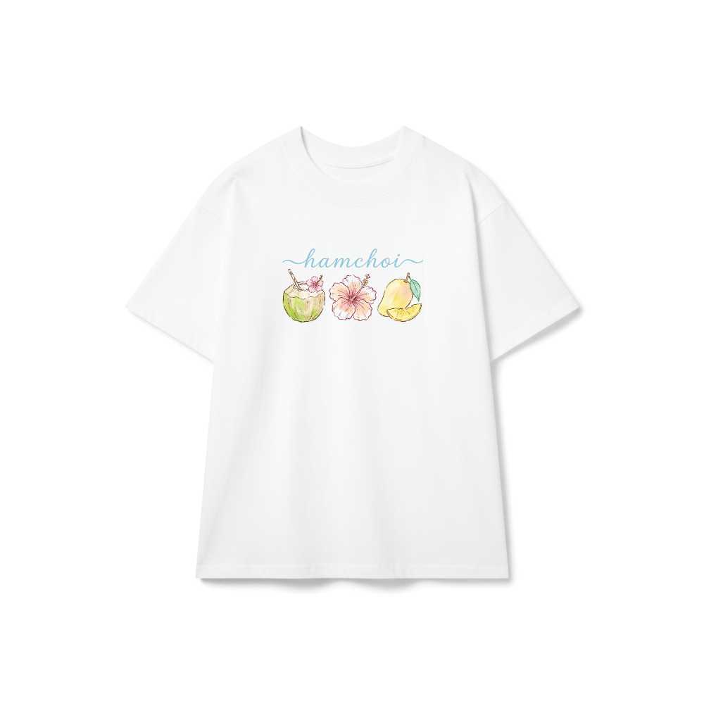 Áo thun tay ngắn unisex VNXK HAMCHOI Trắng cotton thoáng mát Tropical Summer Tee - 150726-14-33-RPS