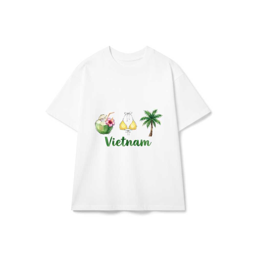 Áo thun unisex VNXK HAMCHOI Trắng cotton form rộng Vietnam Summer Watercolor Tee - 150726-14-50-RCK