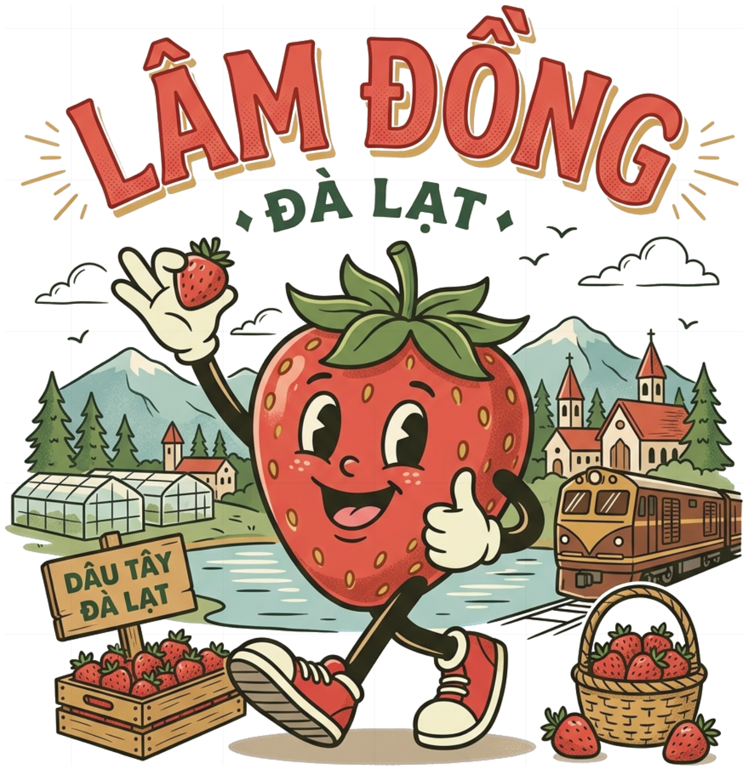 Áo Thun Trắng In Hình Dâu Tây Đà Lạt Lâm Đồng Cotton Co Giãn Form Rộng Vintage Hot Trend - 150826-15-17-EQZ