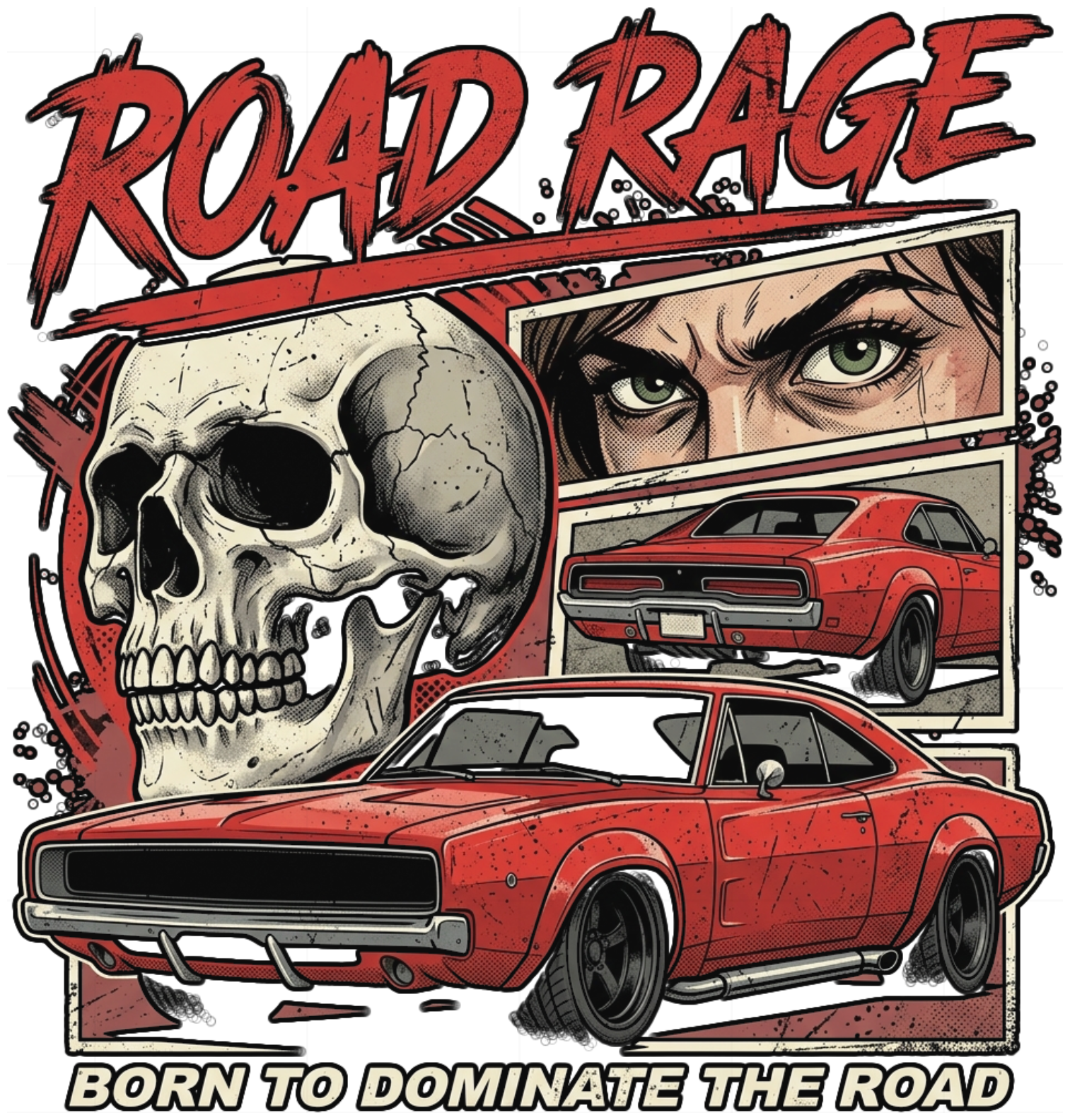 Áo Thun Road Rage Streetwear Oversize Cotton Phong Cách Racing Vintage Muscle Car Cực Chất - 150826-17-13-PQZ