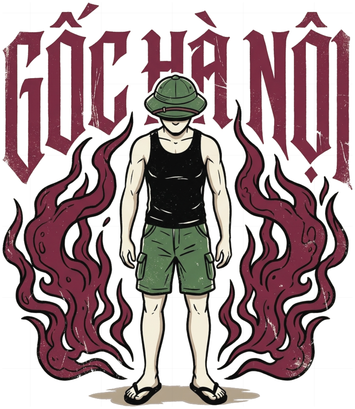Áo thun Gốc Hà Nội Streetwear Mũ Cối Gothic Underground Cotton Unisex Form Rộng - 150826-18-39-DXU