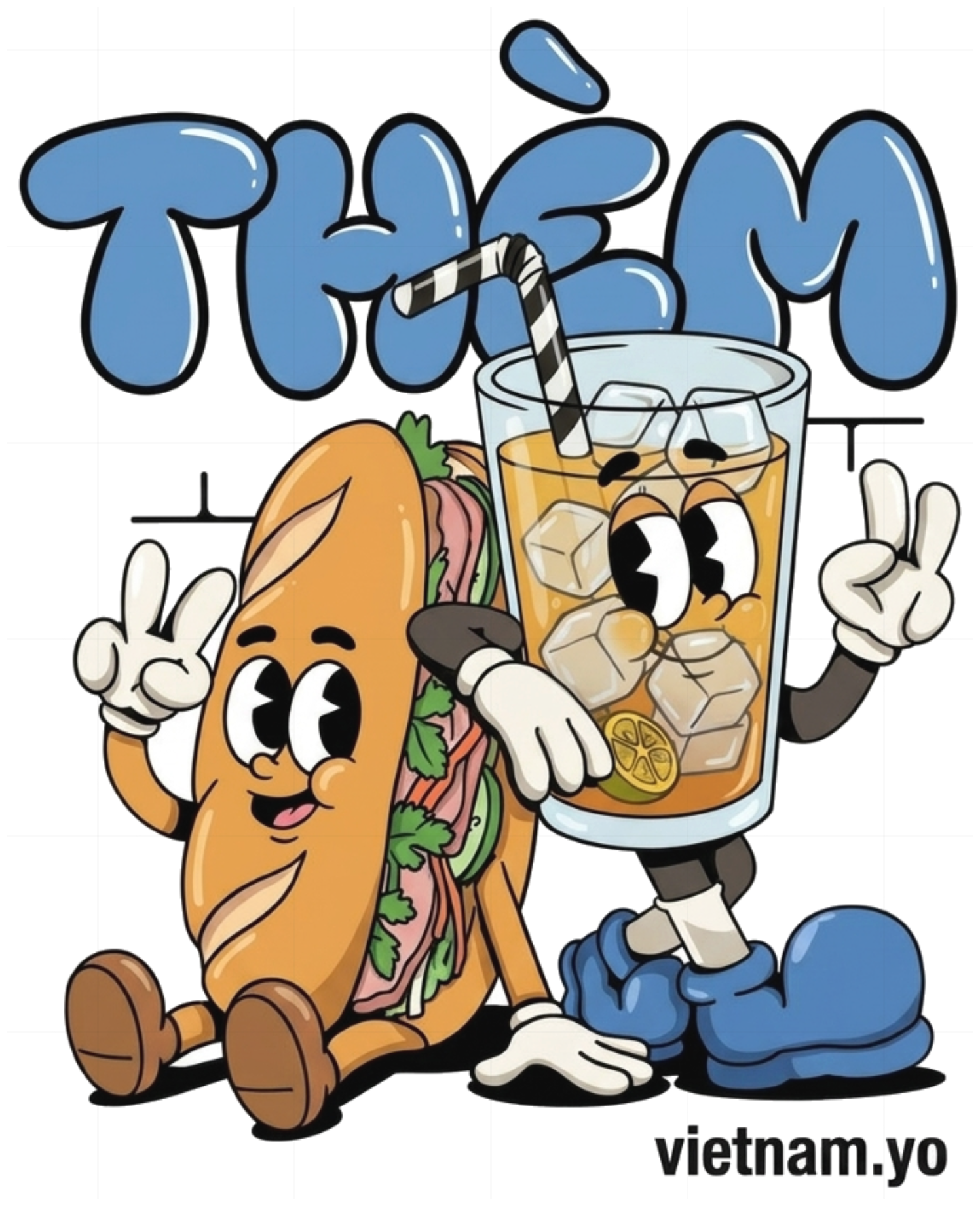 Áo Thun Bánh Mì Trà Đá Thèm Unisex Form Rộng Vintage Cartoon vietnam.yo - 150926-15-37-JAQ
