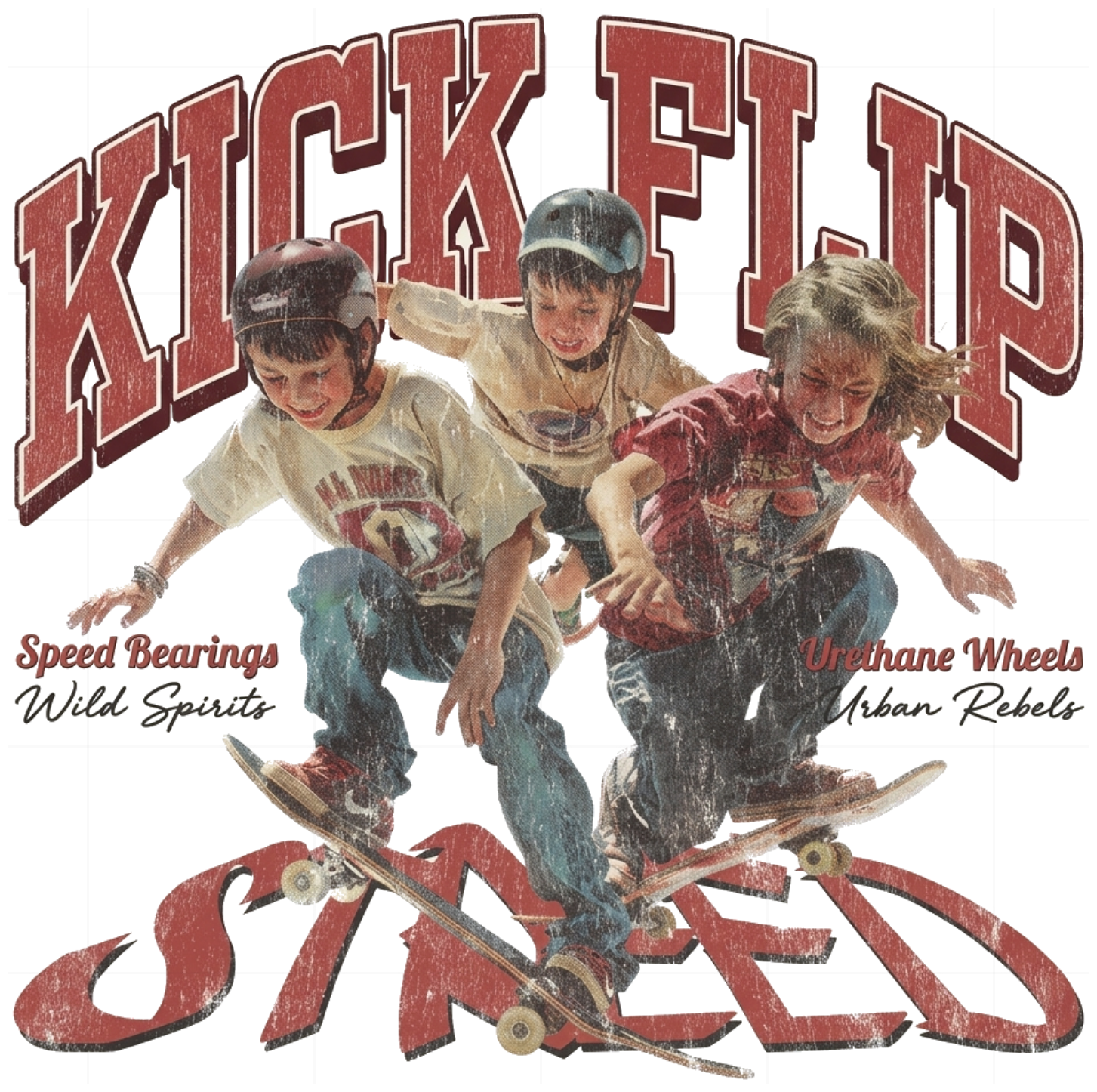 Áo Phông Unisex Streetwear Vintage 90s Skatepunk Cotton Dày Dặn Kick Flip Speed - 150926-17-21-AUU