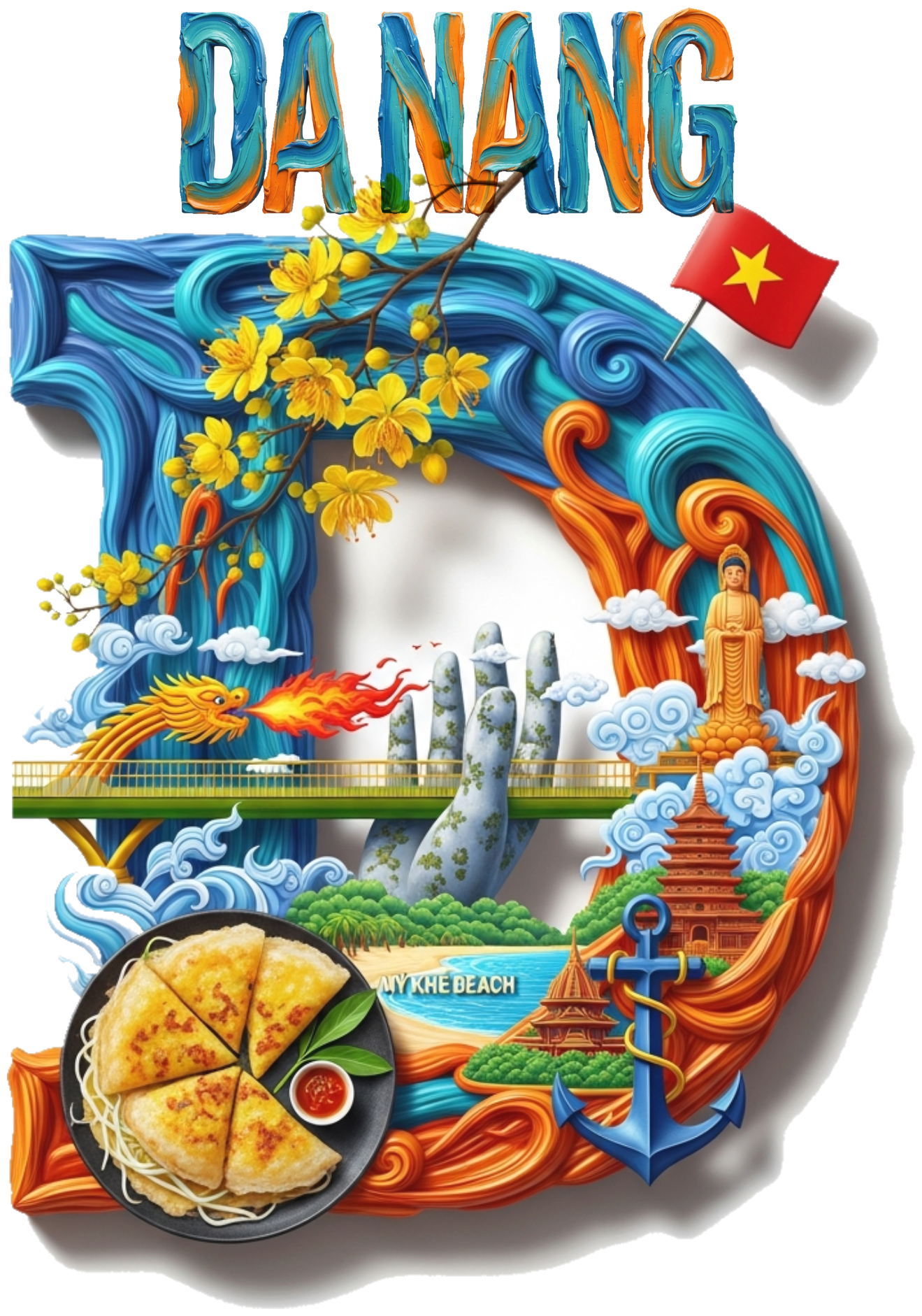 Áo Thun Trắng In Hình Chữ D Nghệ Thuật Cao Cấp - 160426-16-36-EXJ