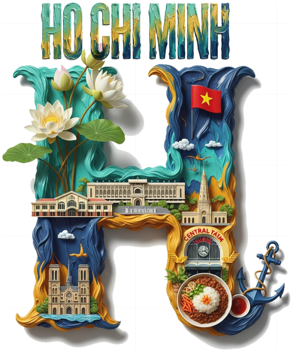 Áo Thun Trắng Design Nghệ Thuật Biểu Tượng Sài Gòn - 160426-16-50-MFG