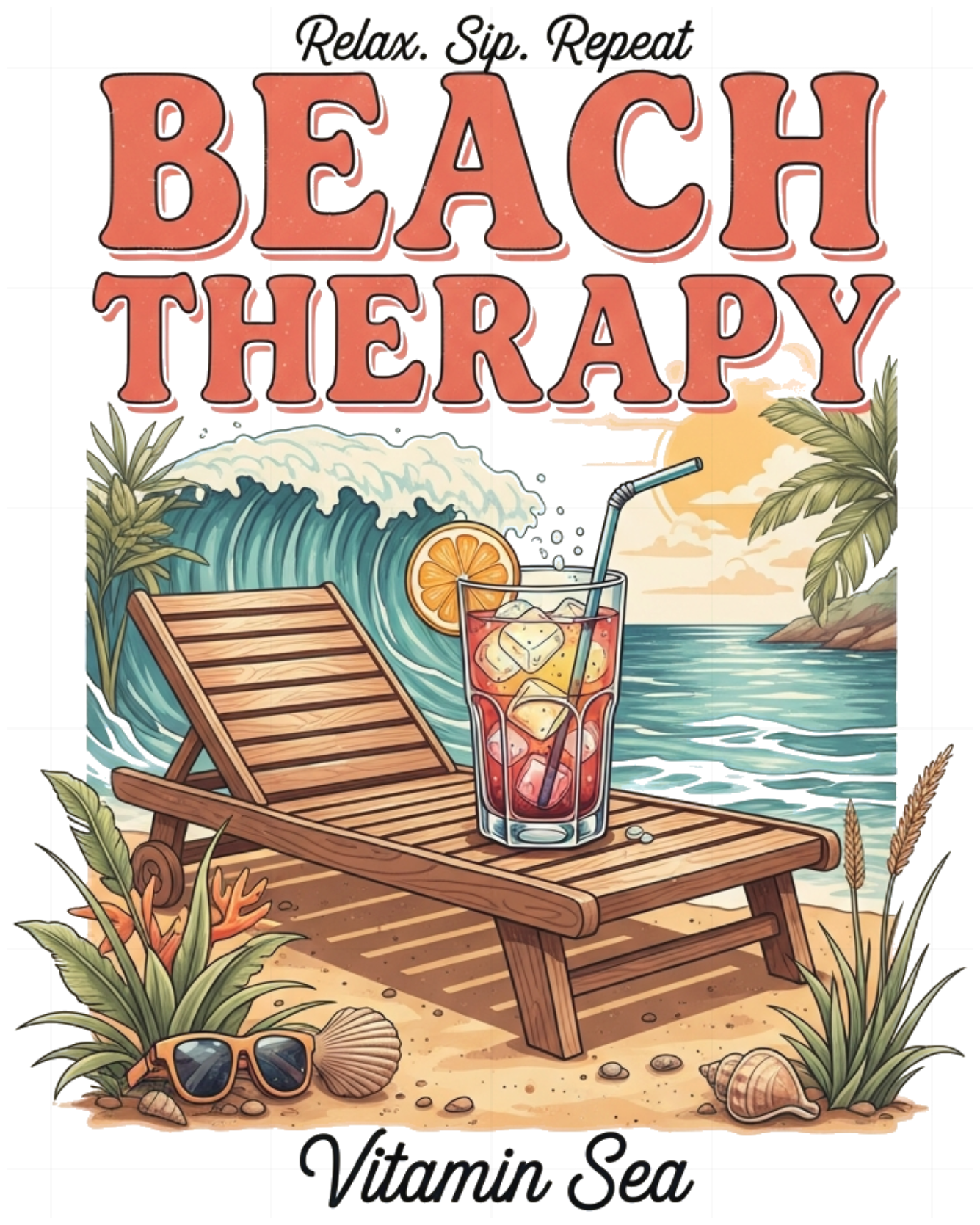 Áo Thun Trắng Beach Therapy Vintage Retro Form Rộng Cotton Unisex - 160626-14-09-RPP
