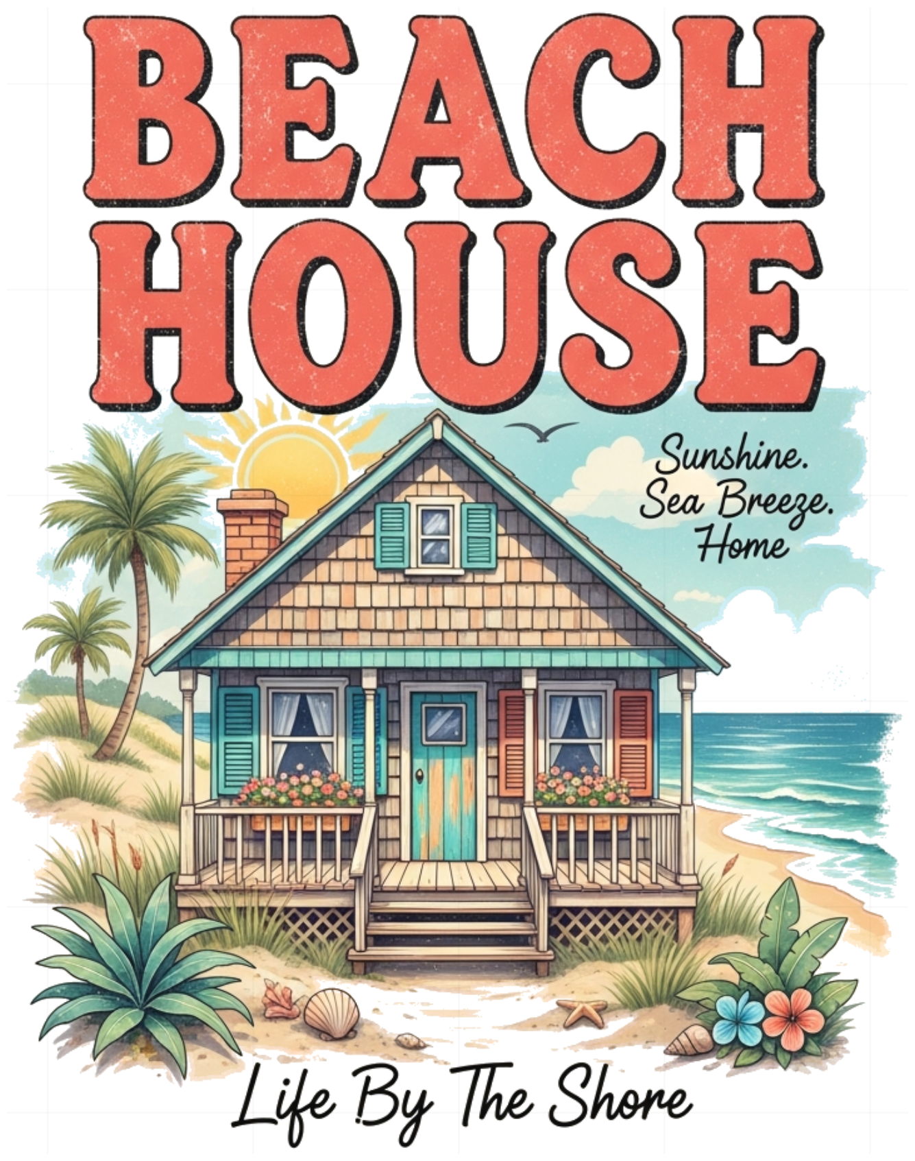 Áo thun Vintage Beach House Retro Form Rộng Cotton Cao Cấp - 160626-14-13-APD