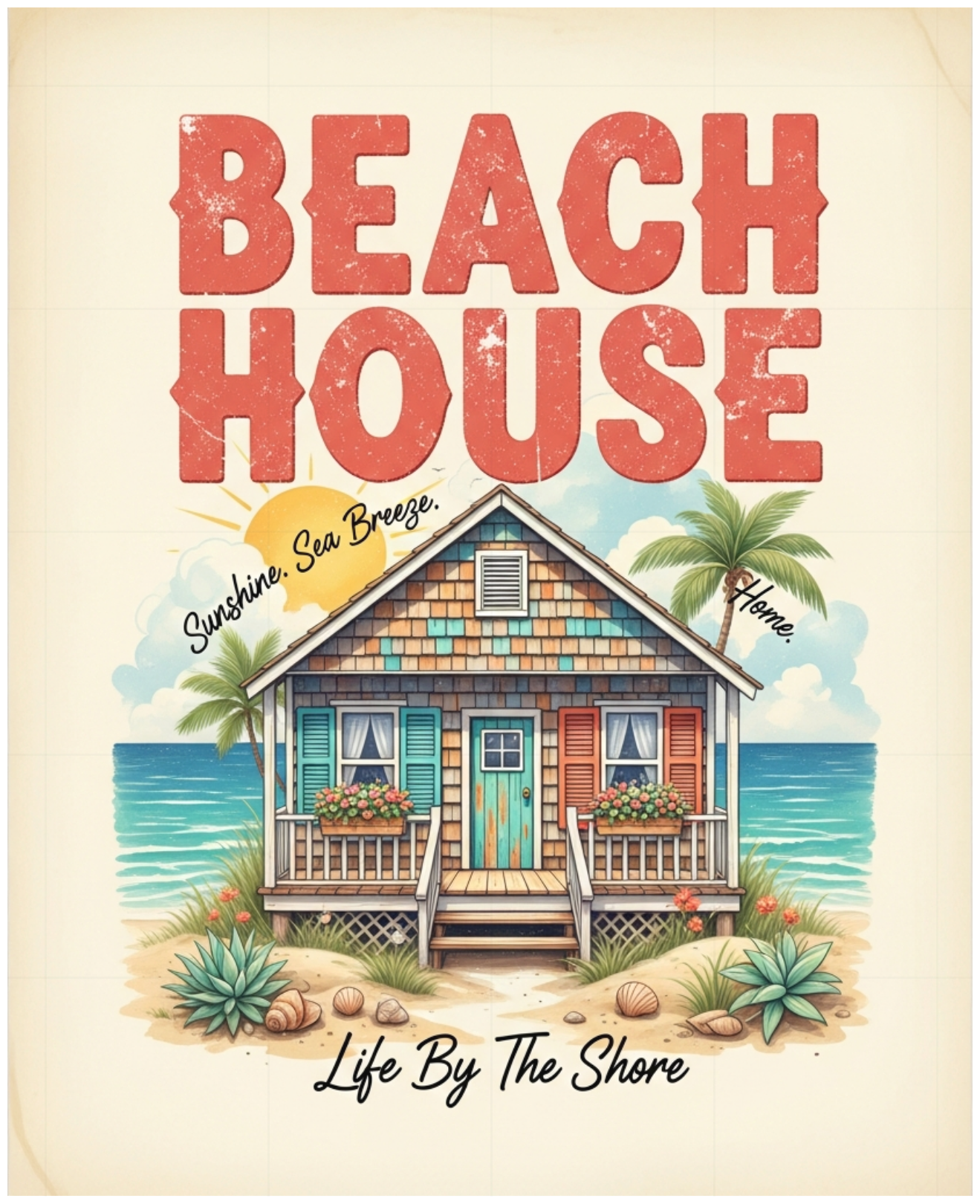 Áo Thun Unisex Beach House Vintage Form Rộng Cotton Co Giãn 4 Chiều - 160626-14-13-RAU