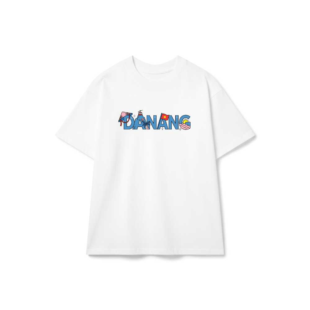 Áo thun du lịch Đà Nẵng VNXK HAMCHOI Trắng form rộng cotton Da Nang Travel Tee - 160726-10-50-MMQ