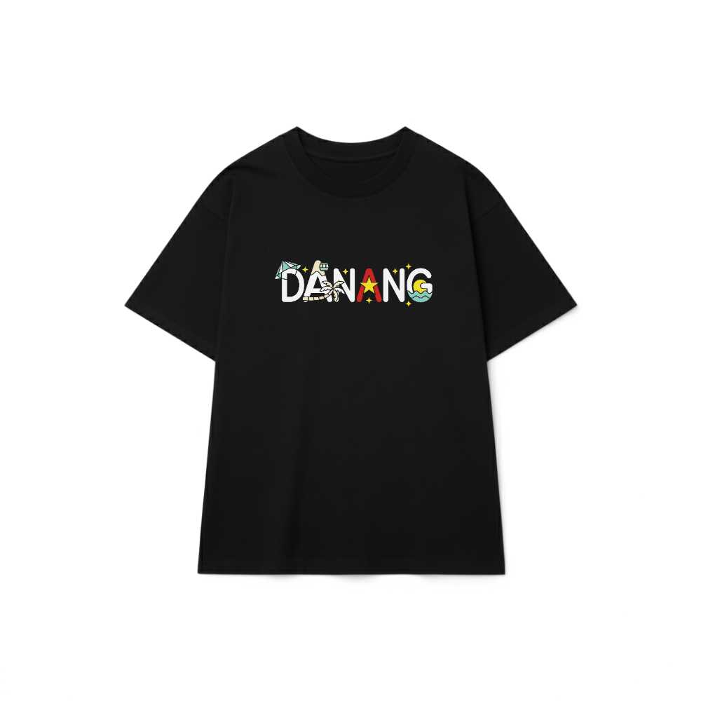 Áo thun du lịch Đà Nẵng VNXK HAMCHOI Đen cotton form rộng Da Nang Travel Tee - 160726-10-56-UQK
