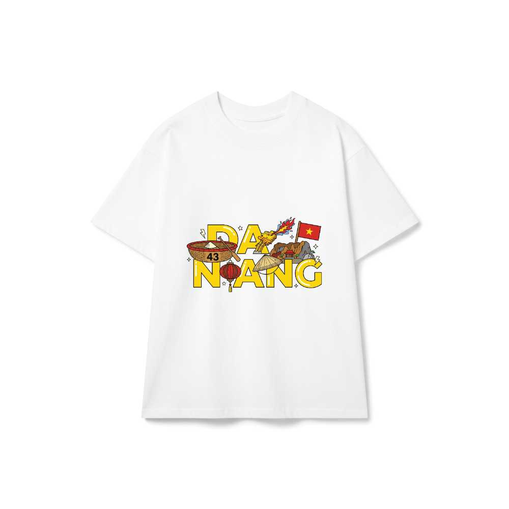 Áo thun du lịch Đà Nẵng VNXK HAMCHOI Trắng cotton thoáng mát form rộng Da Nang Travel Tee - 160726-12-02-LLK
