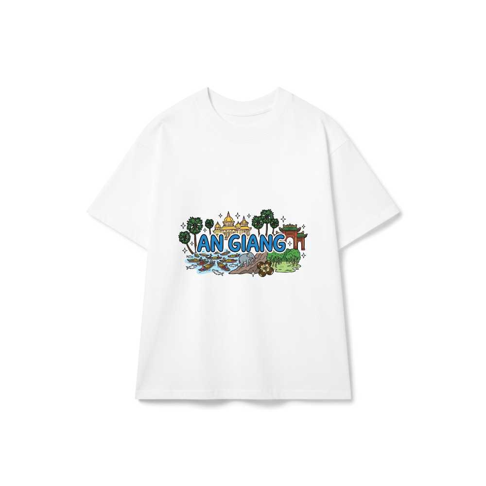 Áo thun du lịch An Giang VNXK HAMCHOI Trắng cotton form rộng An Giang Wanderlust Tee - 160726-14-20-FPH
