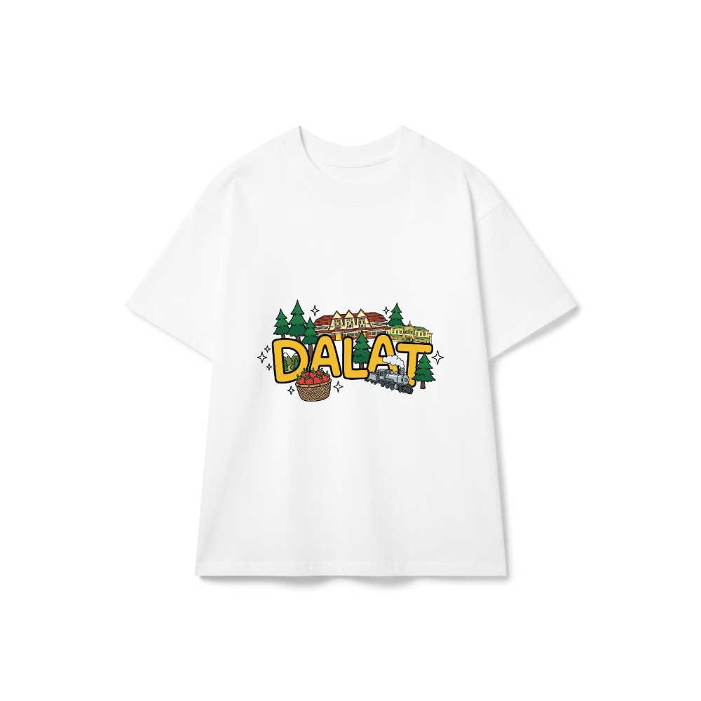 Áo thun du lịch Đà Lạt VNXK HAMCHOI Trắng form rộng cotton Dalat Landmark Tee - 160726-14-29-AJZ