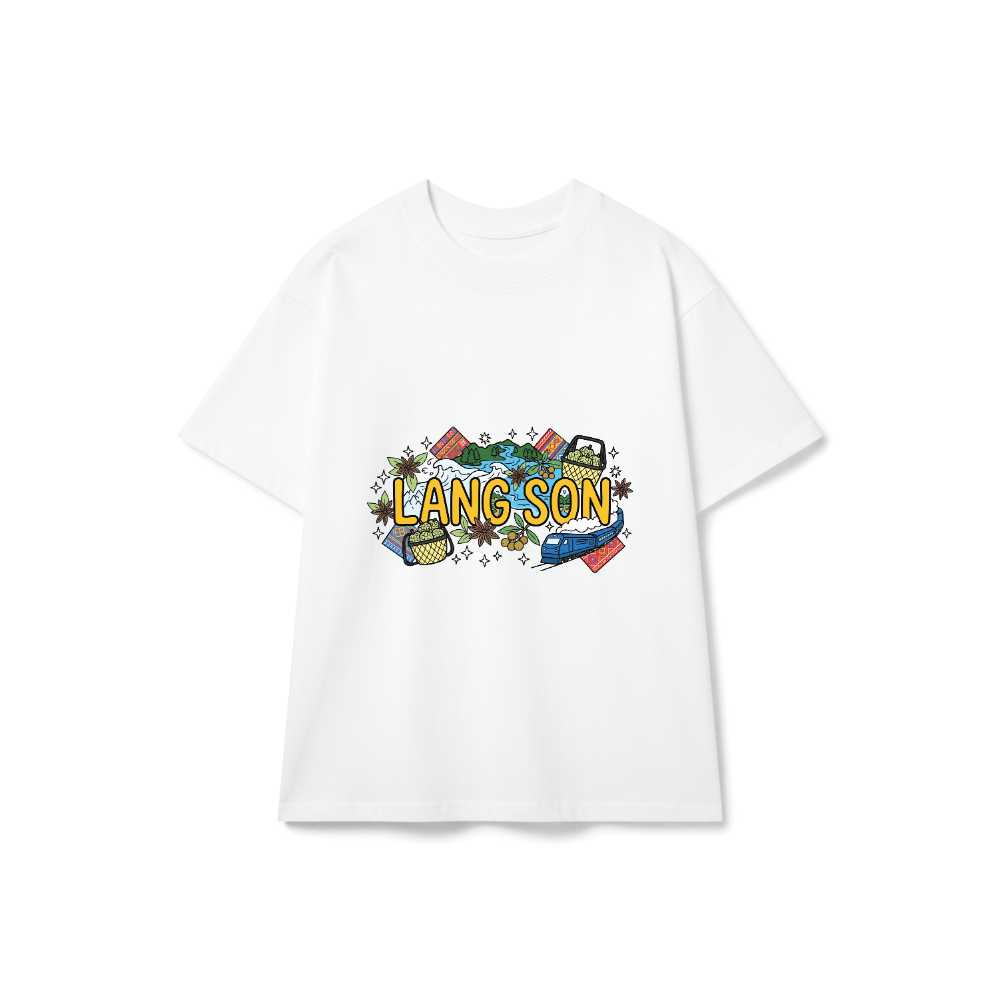 Áo thun du lịch Lạng Sơn VNXK HAMCHOI Trắng cotton form rộng Lang Son Discovery Tee - 160726-15-02-GRZ