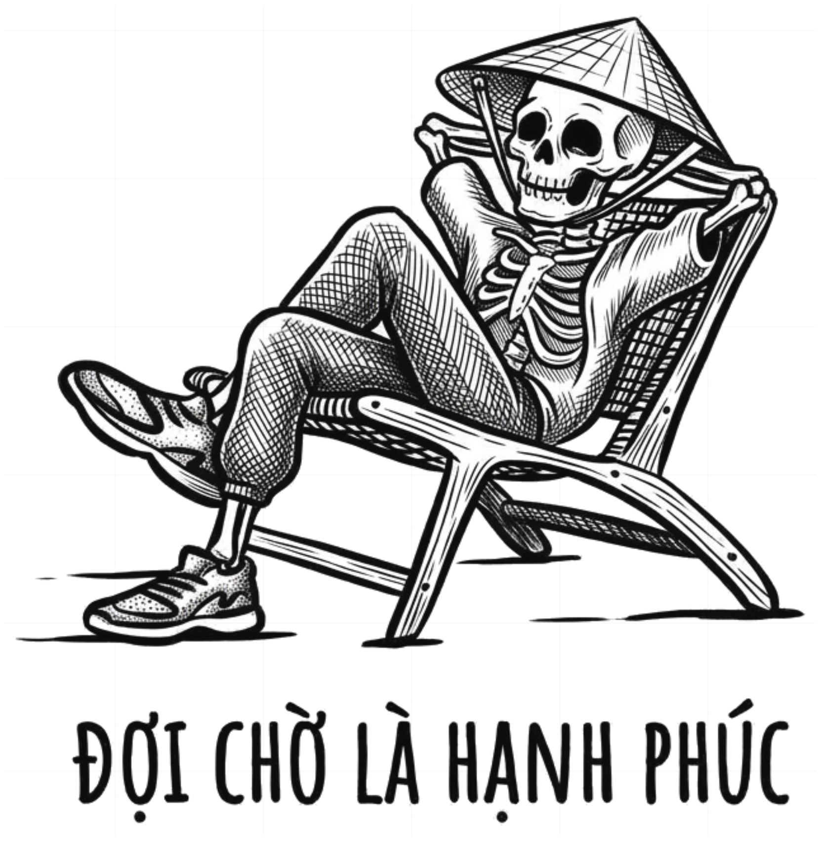 Áo Thun Skeleton Nón Lá Chờ Đợi Unisex Form Rộng Streetwear vietnam.yo - 160926-16-30-HSK