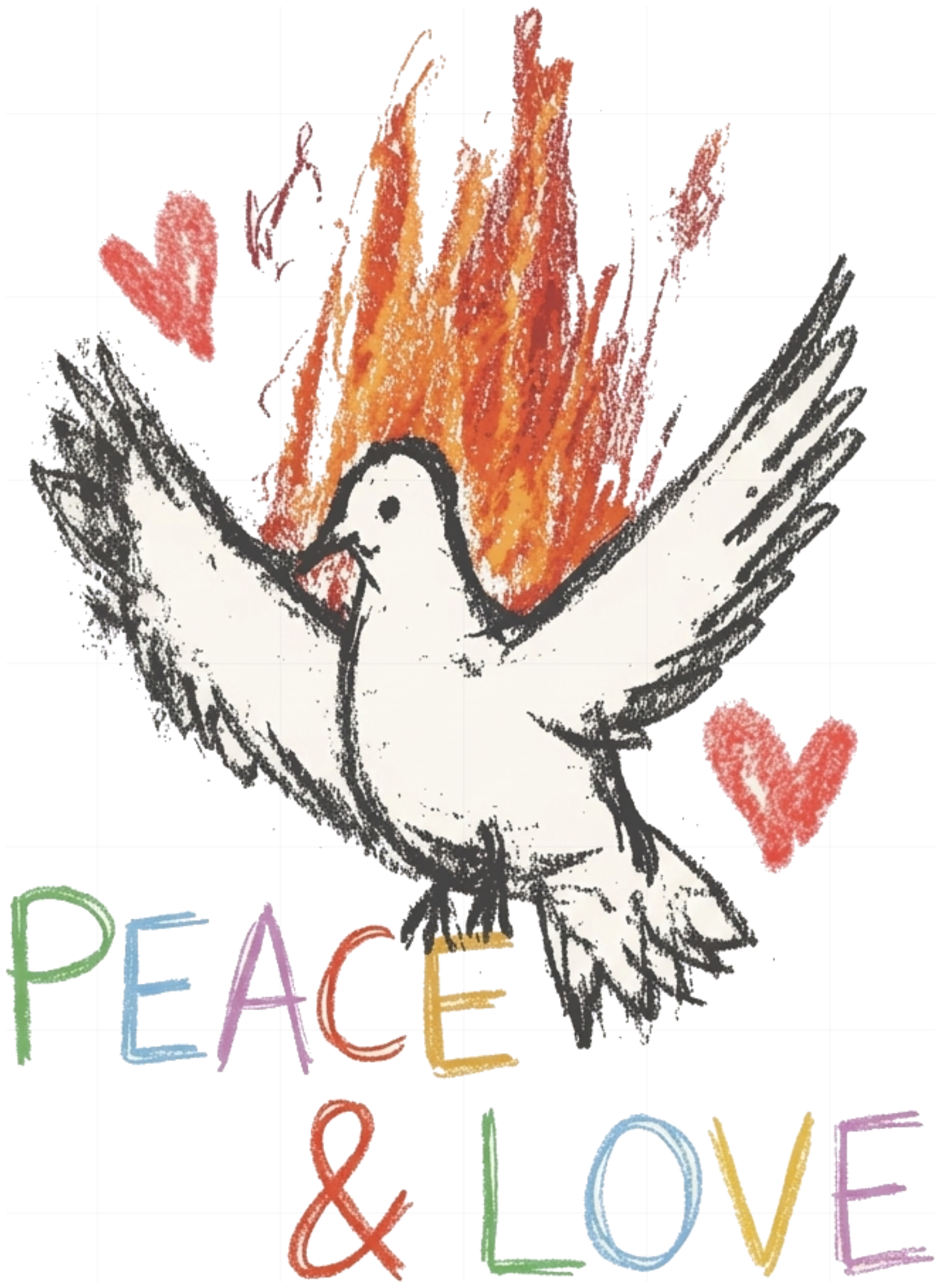 Áo Phông Form Boxy Peace & Love Crayon Art Streetwear Unisex Cotton Cực Chất - 161026-10-03-LHU
