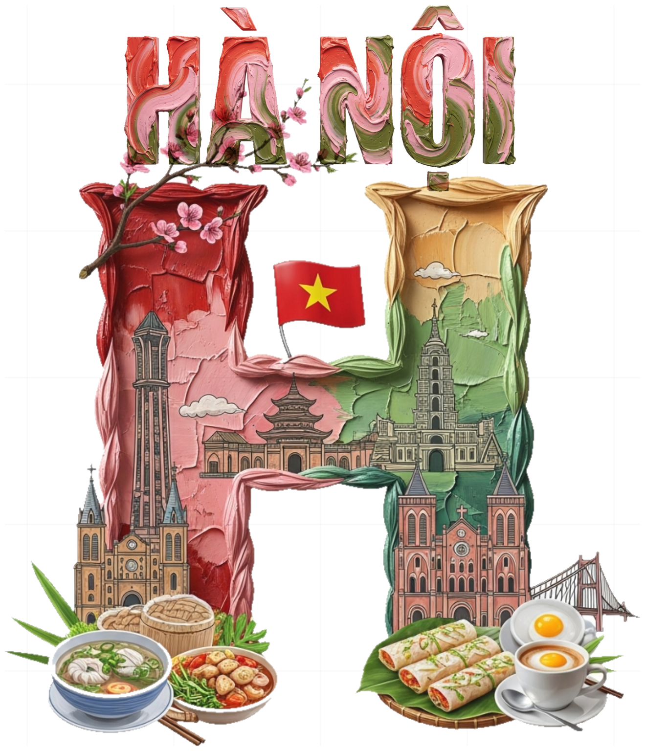 Áo Thun Trắng In Hình Nghệ Thuật Mixed-Media Hà Nội - 170426-10-54-PXI