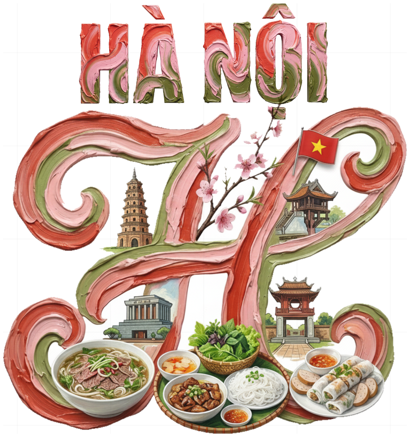 Áo Thun Trắng In Hình Chữ H Nghệ Thuật Hà Nội - 170426-10-54-SGI