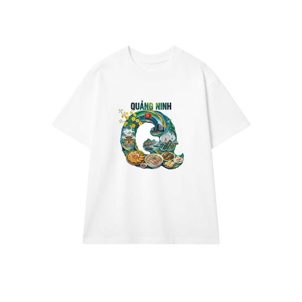 Áo Thun Quảng Ninh Unisex Cotton - Thiết kế Chữ Q Nghệ Thuật Hải Sản và Danh Thắng Hạ Long - Form Rộng Xu Hướng Du Lịch 170426-14-59-VUO