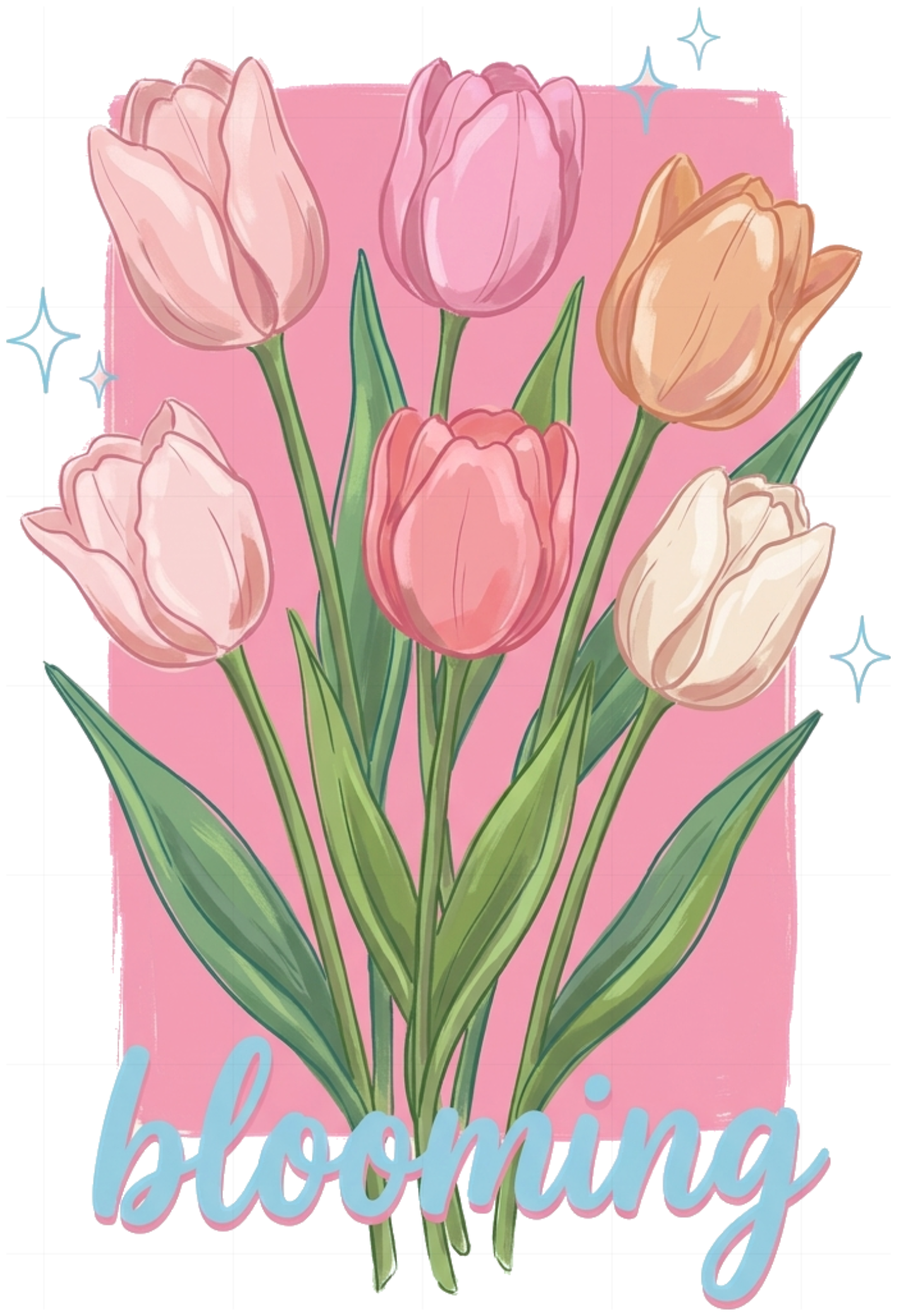 Áo Thun Unisex In Hoa Tulip Blooming Vintage Cotton 4 Chiều Form Rộng Local Brand 170826-20-10-NUV
