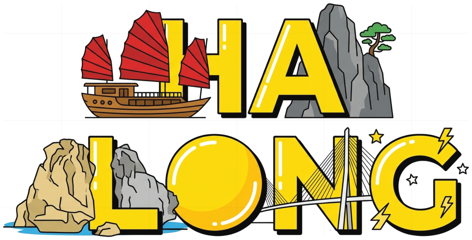 Áo thun du lịch Hạ Long VNXK HAMCHOI Trắng cotton co giãn Ha Long Bay Tee - 180726-08-47-JPB