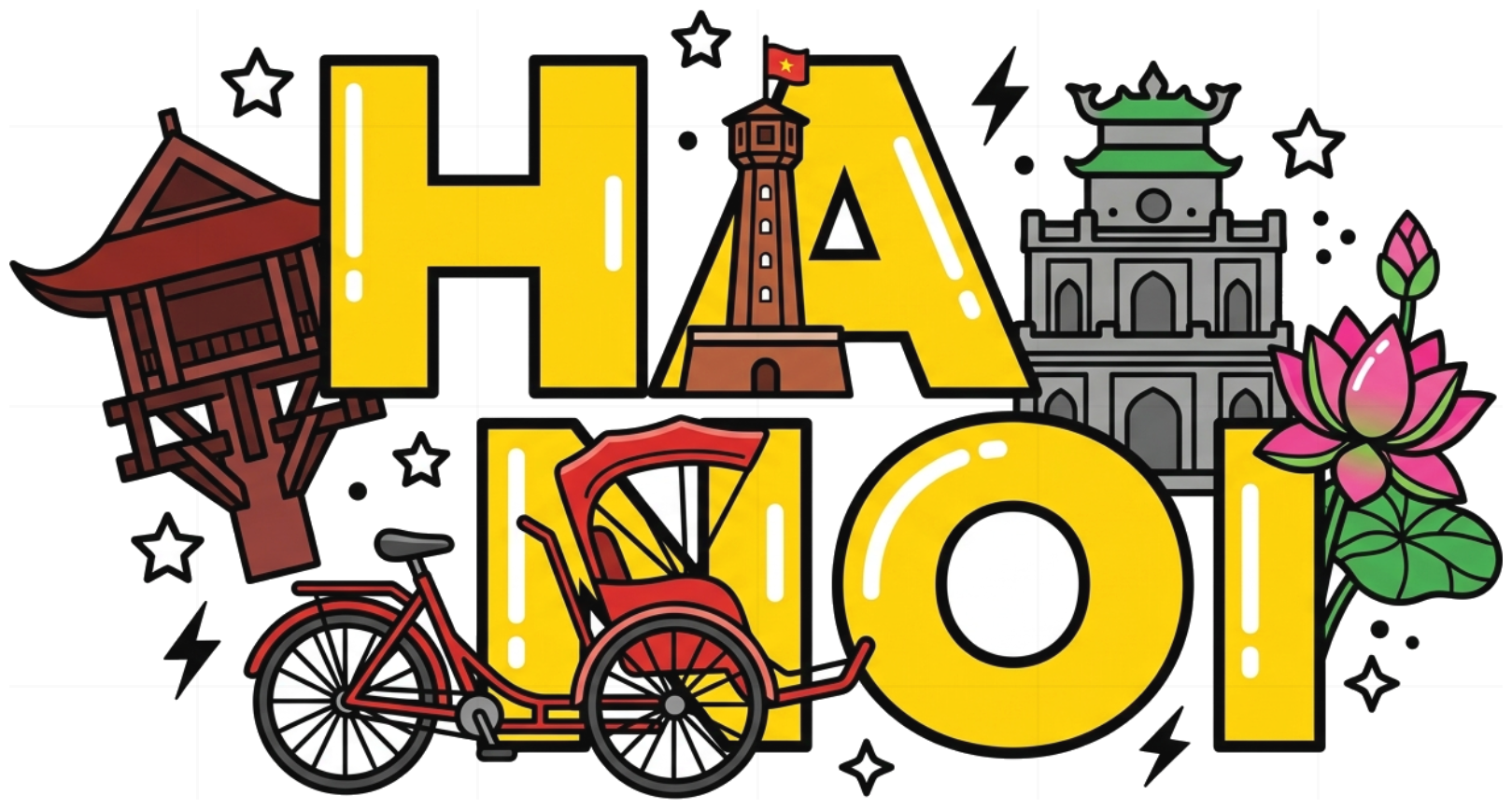 Áo thun Hà Nội VNXK HAMCHOI Trắng form rộng oversize Hanoi Soul Tee - 180726-08-51-MUU