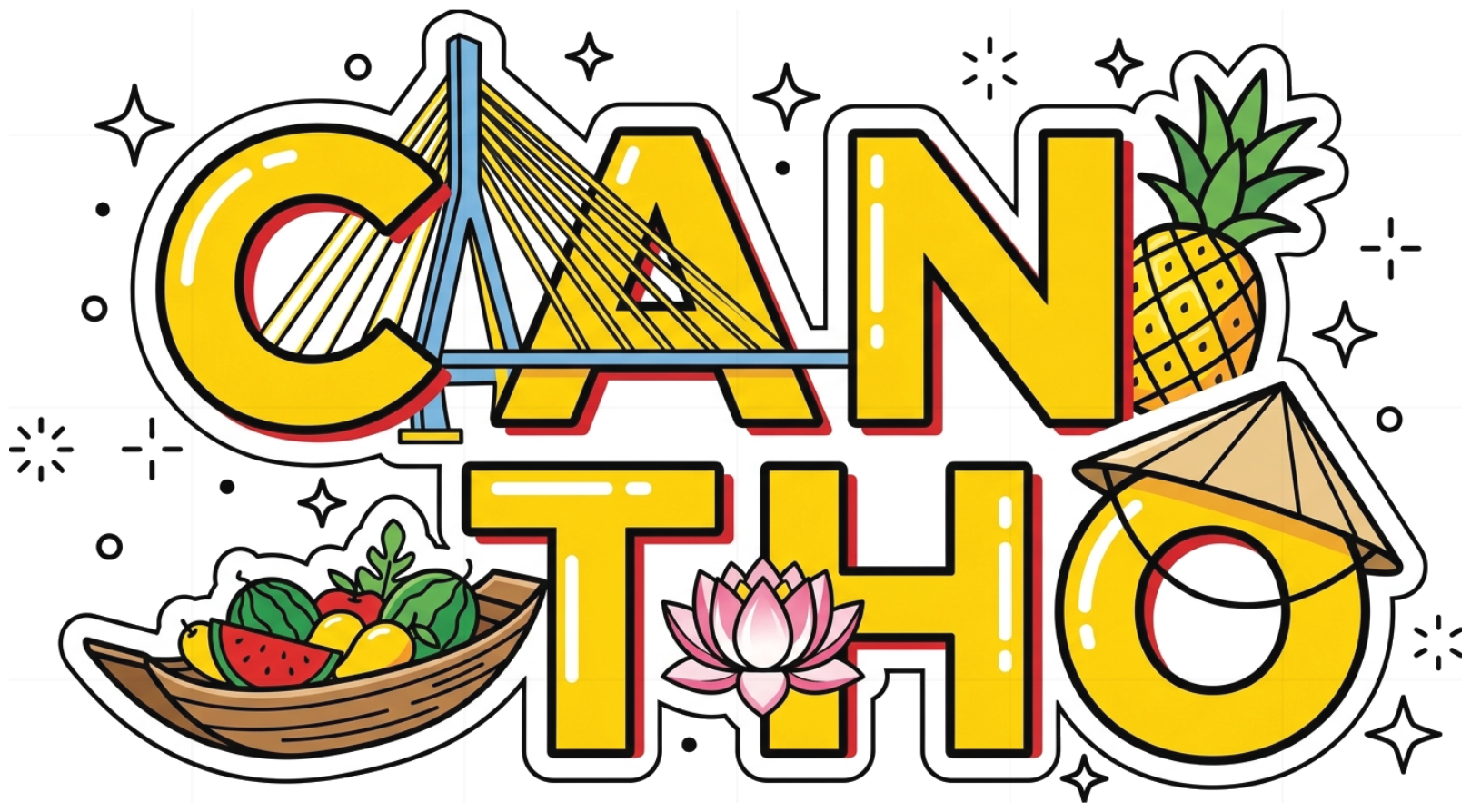 Áo thun du lịch Cần Thơ VNXK HAMCHOI Trắng cotton co giãn 4 chiều Mekong Heart Tee - 180726-08-53-EOH