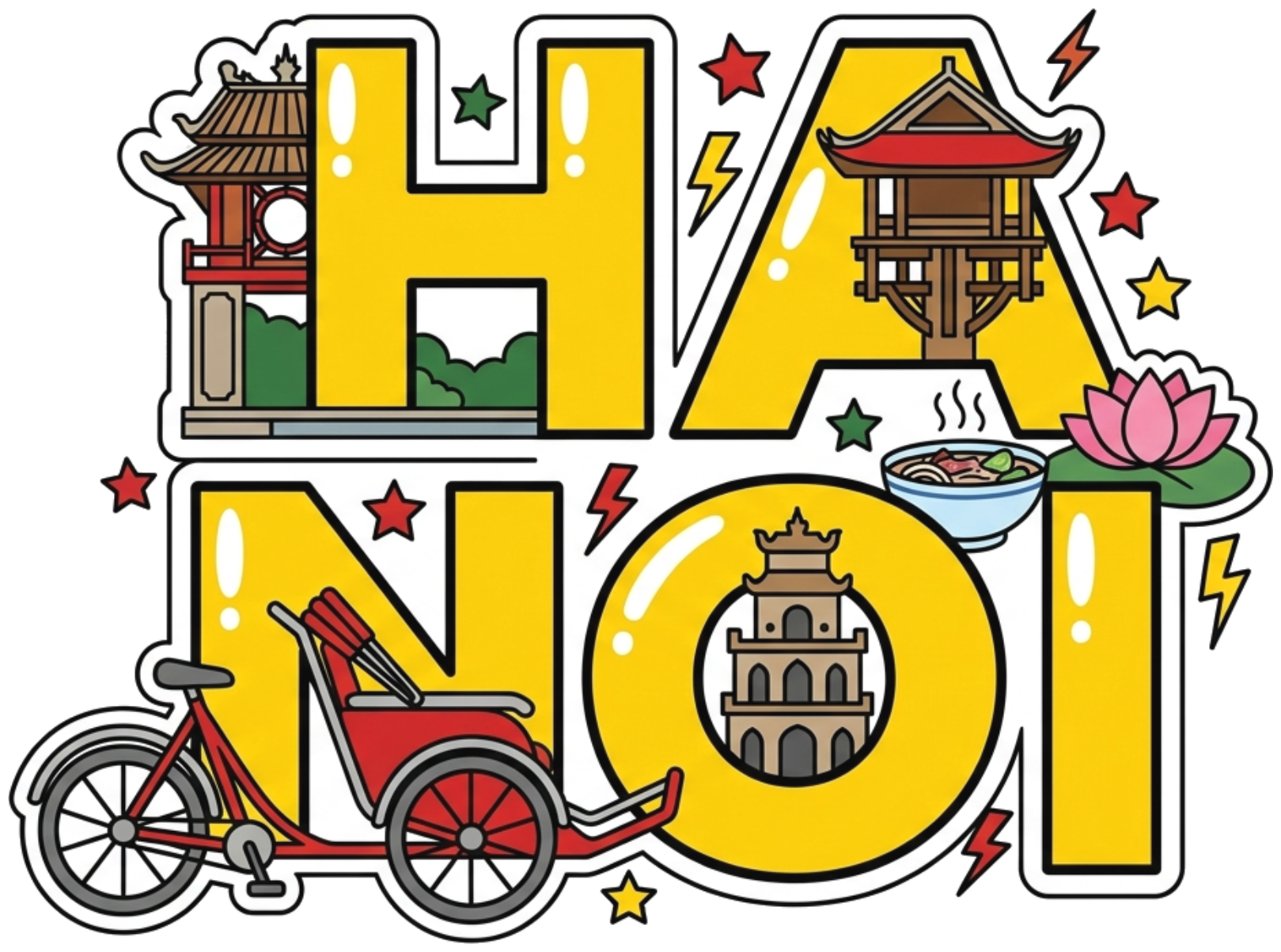 Áo thun du lịch Hà Nội VNXK HAMCHOI Trắng cotton co giãn form rộng Hanoi Heritage Tee - 180726-08-53-JTJ
