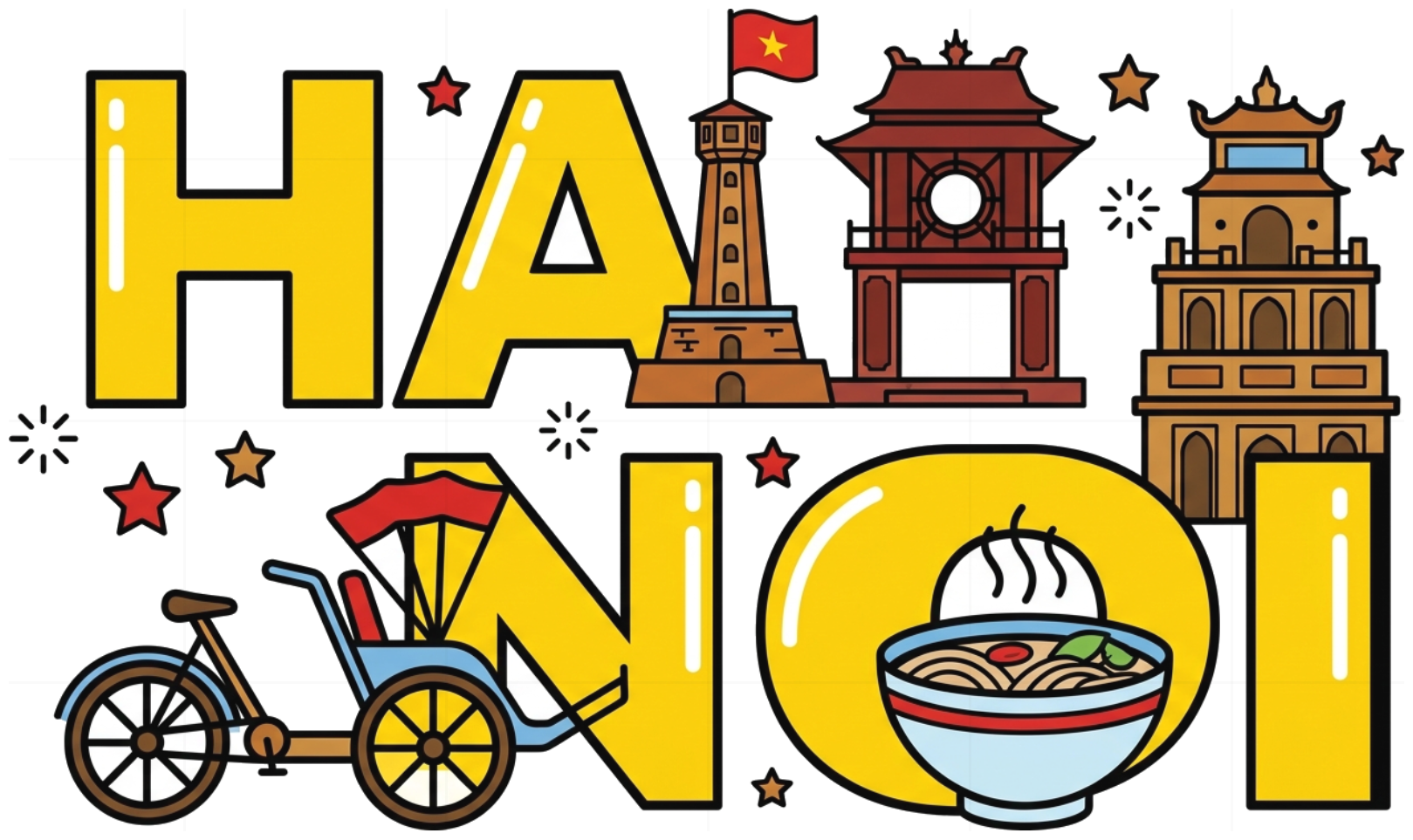 Áo thun unisex VNXK HAMCHOI Trắng cotton form rộng Hanoi Vibes Tee - 180726-08-56-WLF