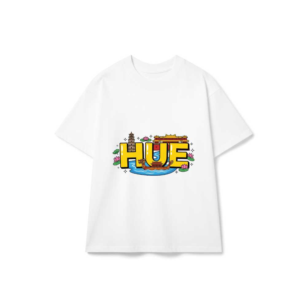 Áo thun 64 tỉnh thành Huế VNXK HAMCHOI Trắng cotton form rộng Hue Royal Heritage Tee - 180726-09-01-QJN