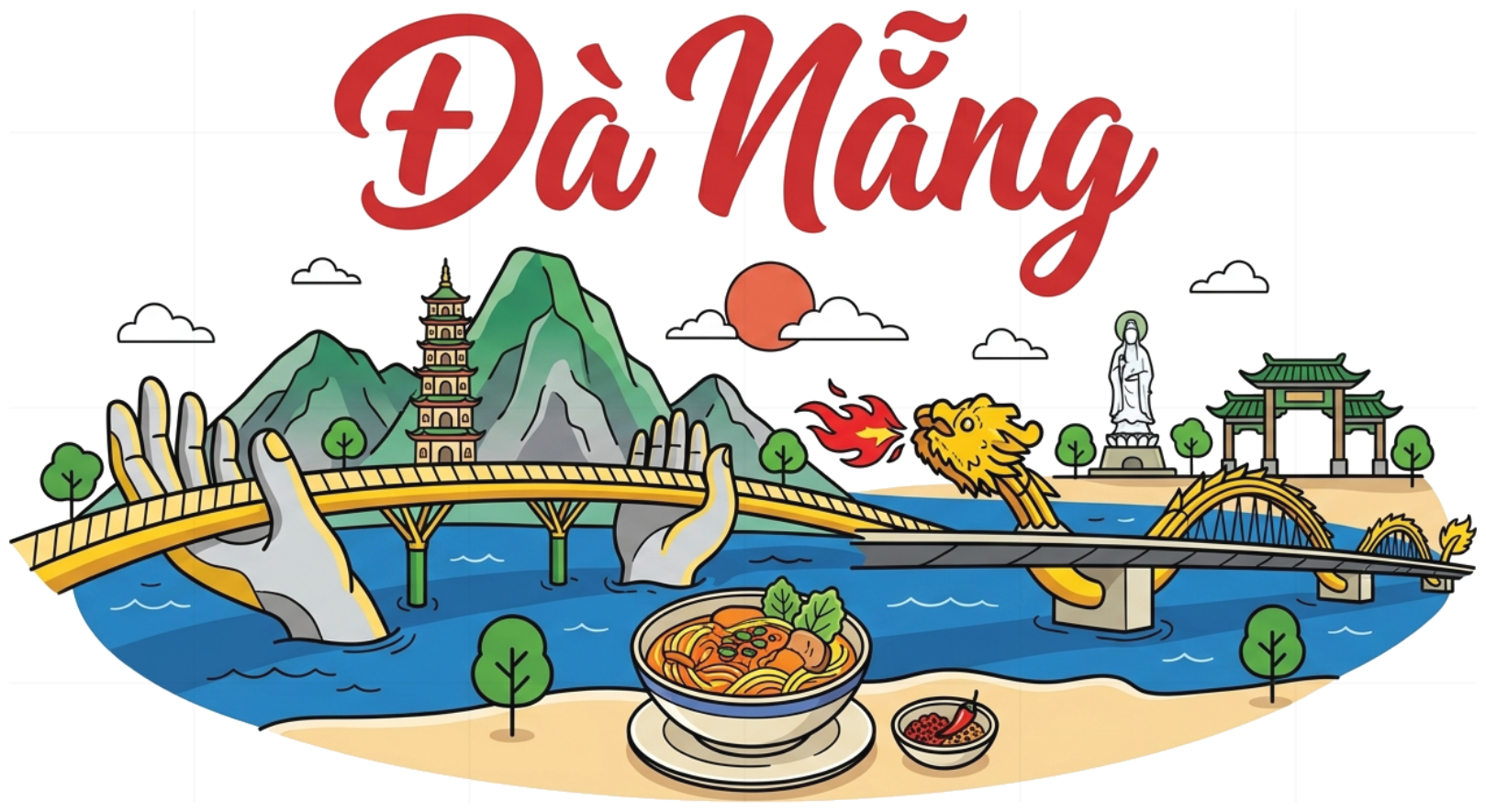 Áo thun du lịch Đà Nẵng VNXK HAMCHOI Trắng cotton form rộng unisex Da Nang Travel Tee - 180726-09-19-CKH