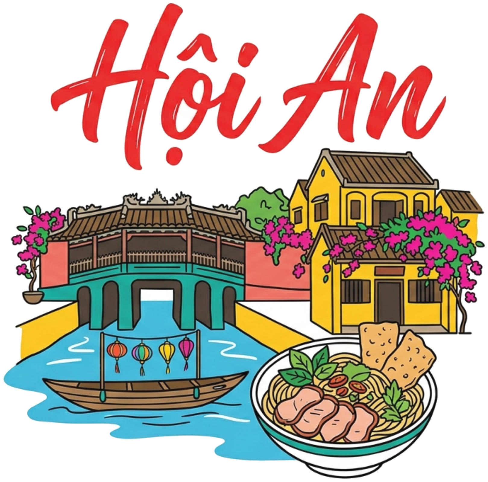 Áo thun du lịch Hội An VNXK HAMCHOI Trắng form rộng cotton Hoi An Charm Tee - 180726-09-39-SOW