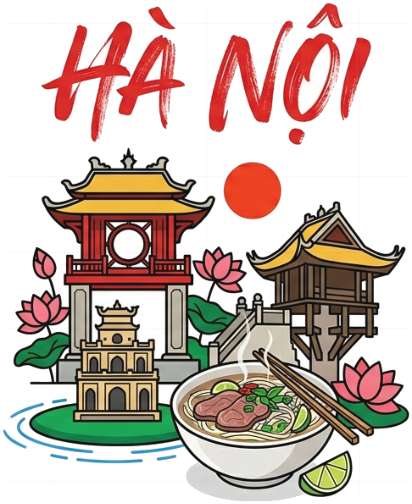Áo thun Hà Nội VNXK HAMCHOI Trắng cotton form rộng Hanoi Souvenir Tee - 180726-09-42-NLB
