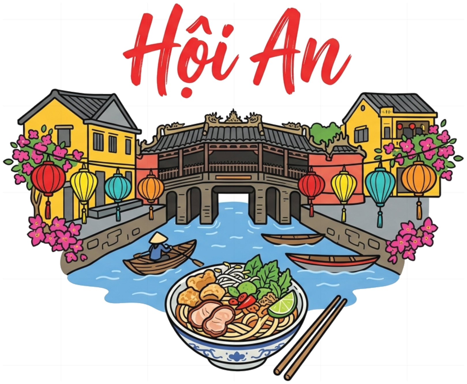 Áo thun du lịch Hội An VNXK HAMCHOI Trắng cotton form rộng Hoi An Ancient Charm Tee - 180726-09-43-IMM