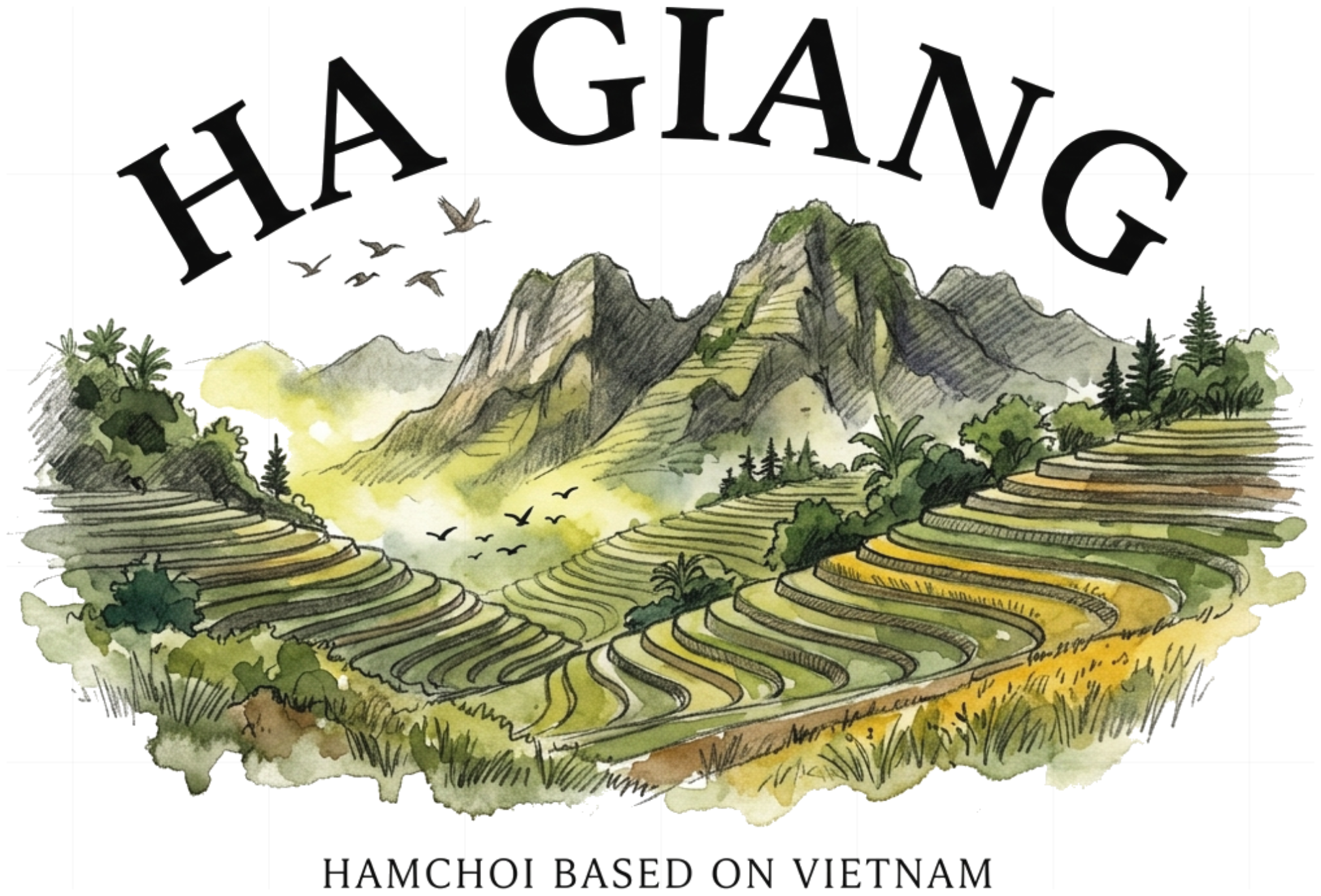 Áo thun tay dài VNXK HAMCHOI Xám form rộng Ha Giang Scenery Long sleeves - 180926-15-45-DHM