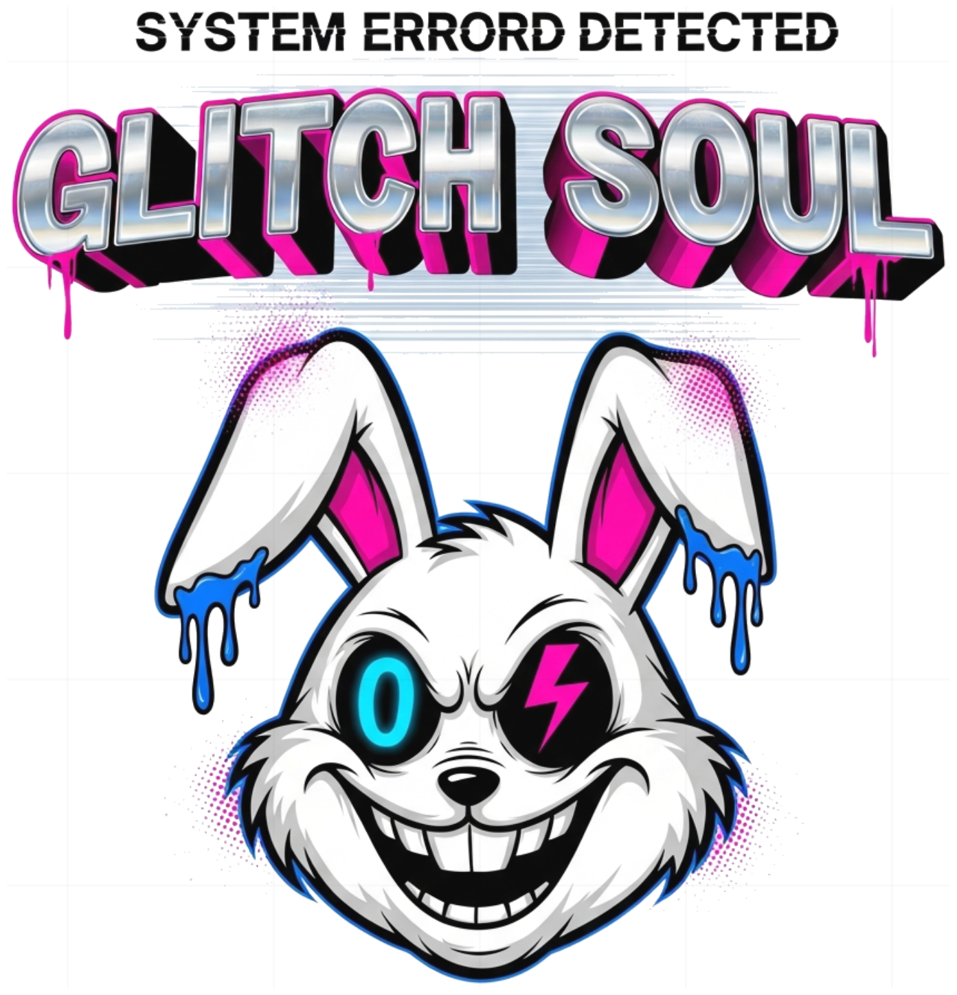 Áo Thun Trắng Glitch Soul Rabbit Streetwear Y2K Unisex Form Rộng Cotton - 190626-13-56-AOH