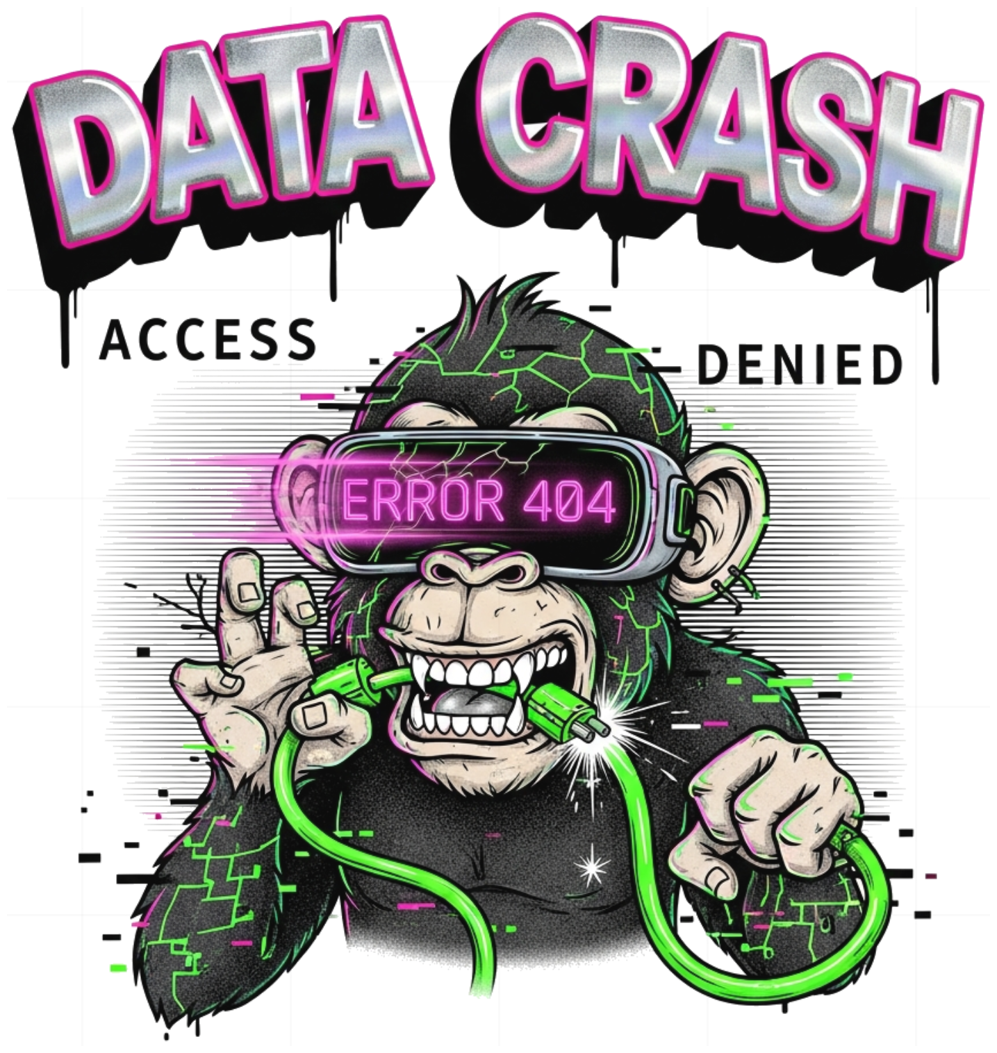 Áo Thun Unisex Form Rộng Y2K Streetwear Cyber Monkey Data Crash Cotton - 190626-14-41-BVQ