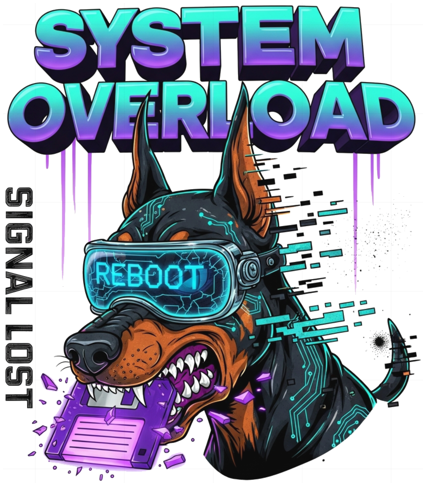 Áo Thun Unisex Form Rộng SYSTEM OVERLOAD Doberman Y2K Streetwear Cotton - 190626-14-51-HMZ
