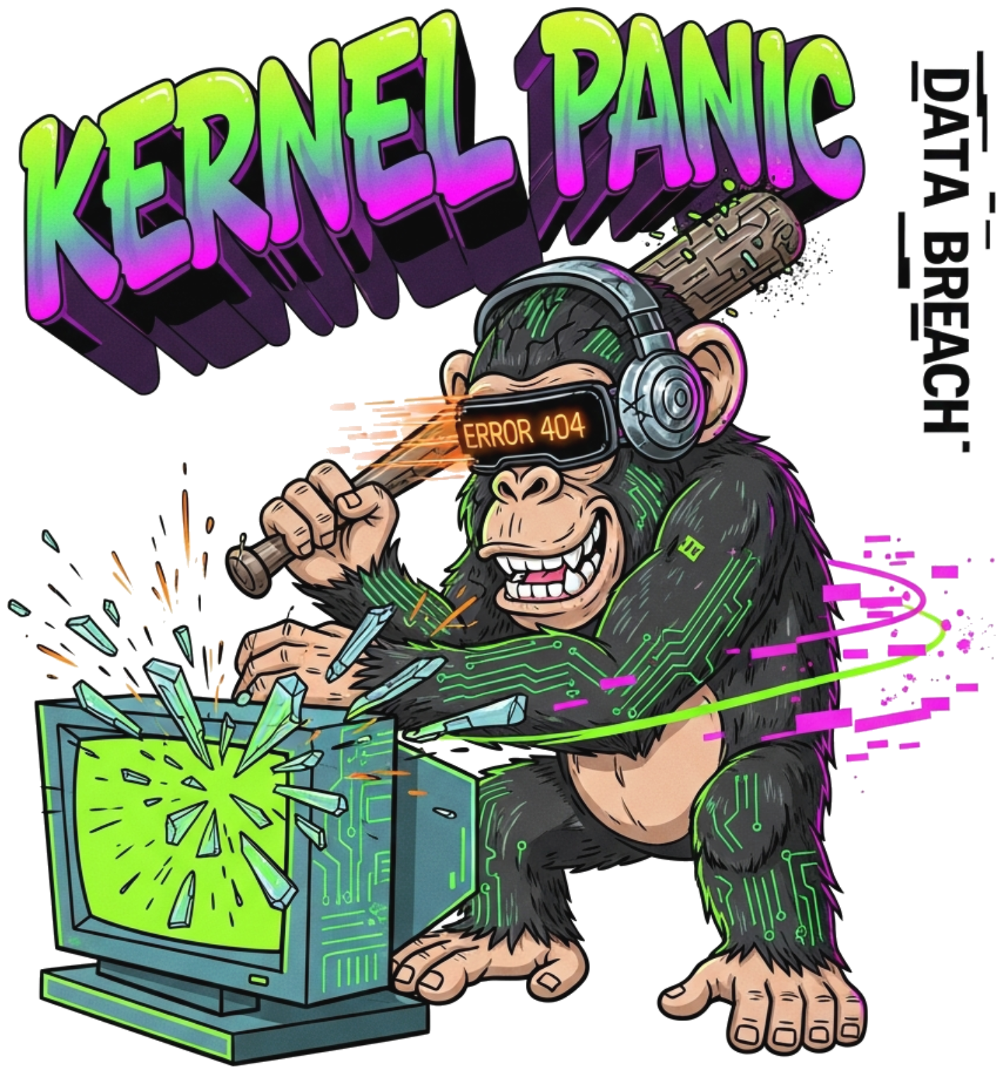 Áo thun Unisex Kernel Panic Glitch Cyber-Chimpanzee Streetwear Y2K - 190626-14-58-VFC