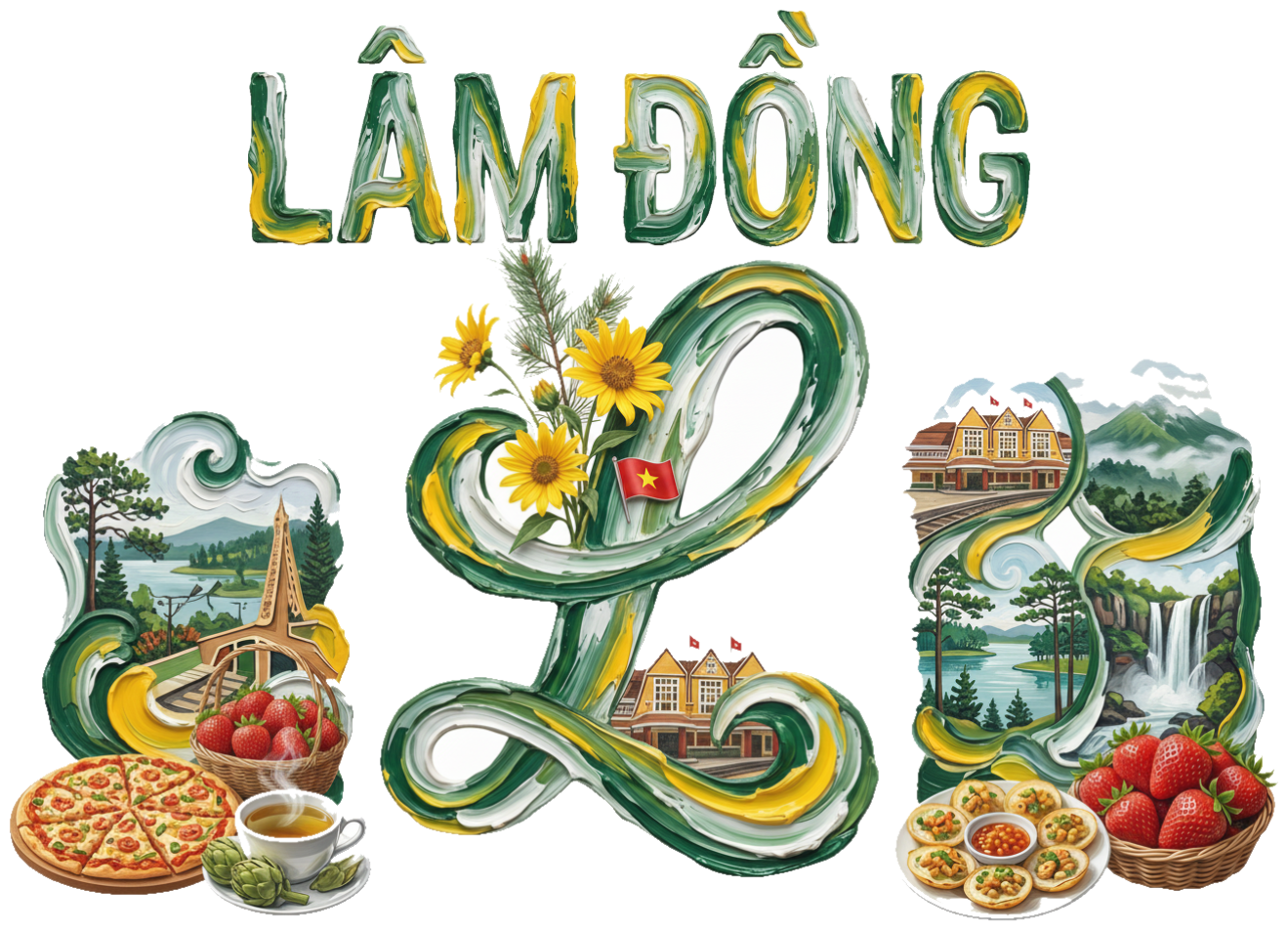 Áo Thun Trắng Unisex Lâm Đồng Design - Form Rộng Cotton Cao Cấp, Họa Tiết Ga Đà Lạt & Hoa Dã Quỳ Xu Hướng Du Lịch 2026 - 200426-14-15-JIZ