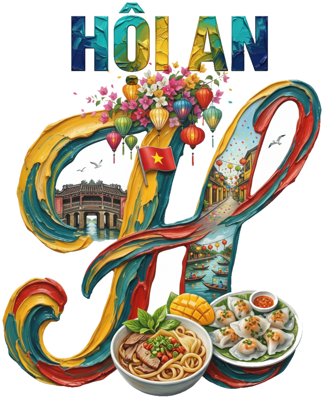 Áo Thun Unisex Form Rộng Cotton In Hình Hội An Chùa Cầu - Thời Trang Du Lịch Cao Cấp Vintage Style - 200426-14-47-VXE