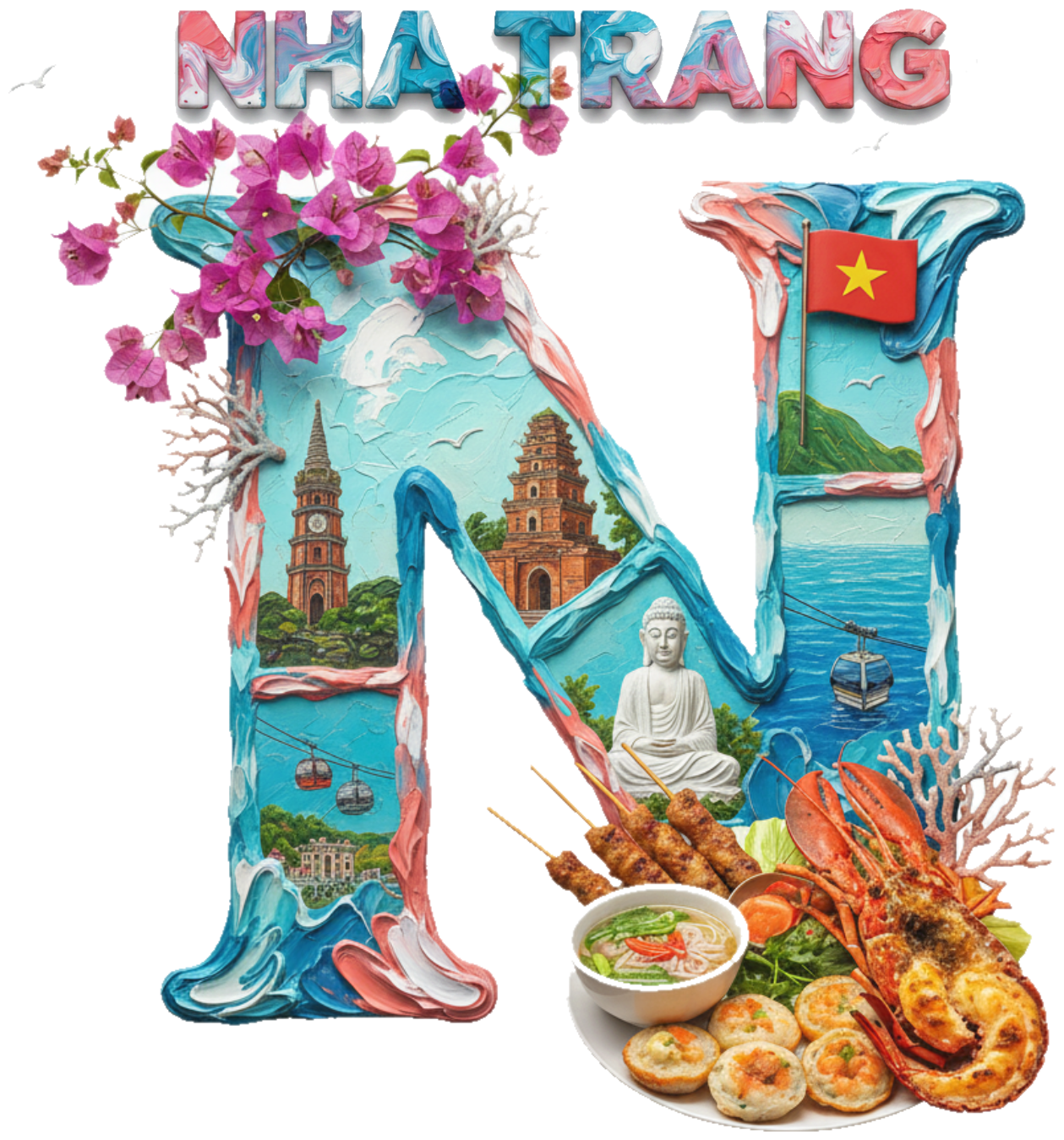 Áo Thun Unisex Nha Trang Design - Chữ N Monolith Nghệ Thuật - Cotton 100% Form Rộng Cực Chất - 200426-15-16-TLY