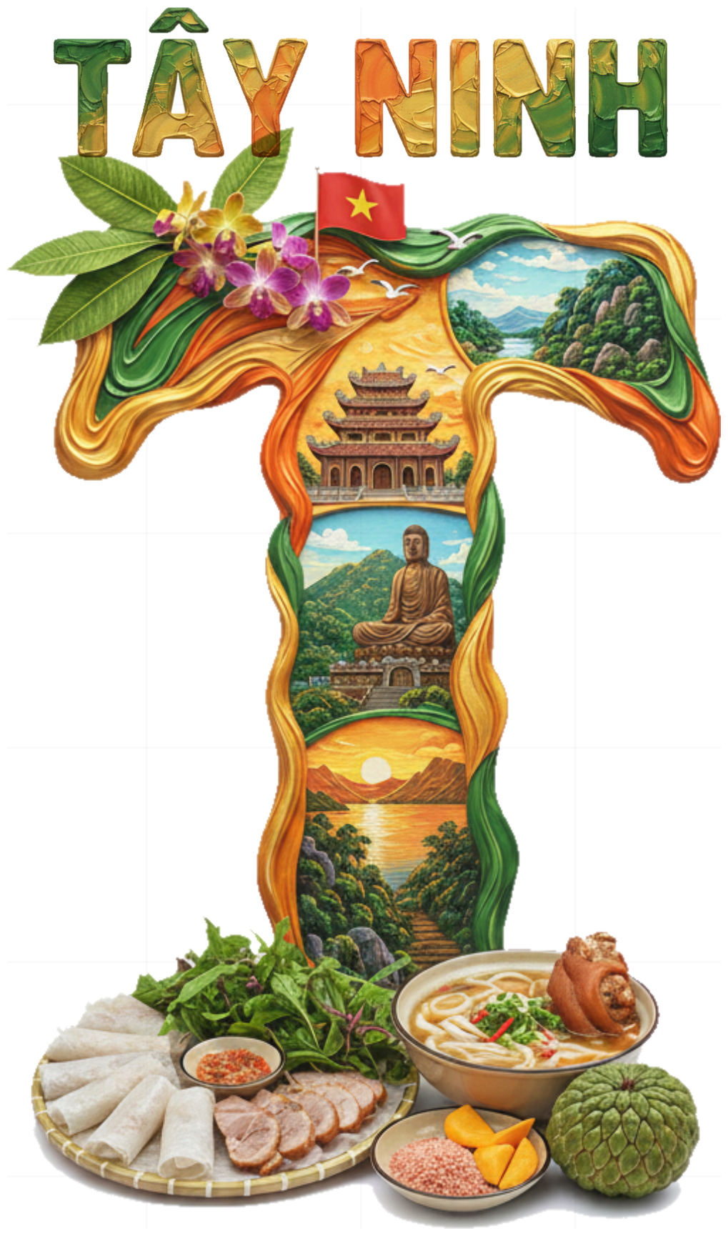 Áo Thun Tây Ninh Unisex Phông Trắng Cotton 100% In Hình Núi Bà Đen & Tòa Thánh Cao Đài Cực Chất Du Lịch Local Brand Design - 200426-16-18-NAC