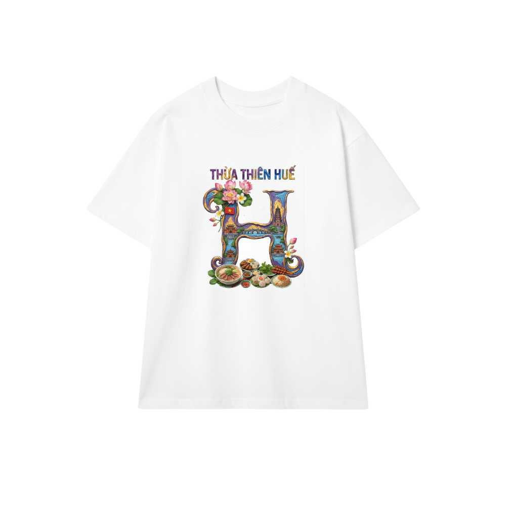 Áo Thun Unisex Thiết Kế Chữ H Cố Đô Huế Đỉnh Chóp Phông Form Rộng Cotton - Thời Trang Du Lịch Vi Vu Check-in 2026 - 200426-16-31-HWB