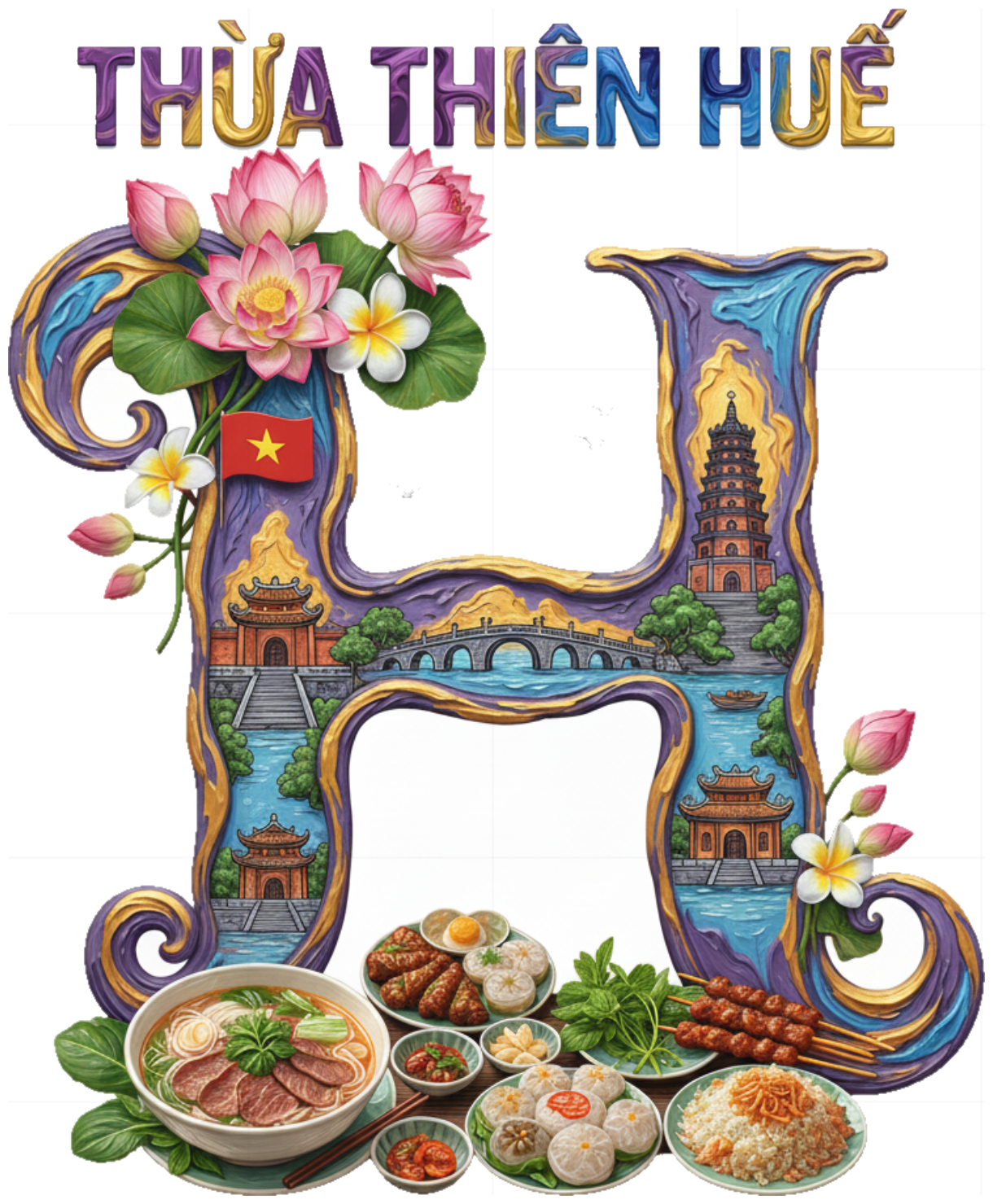 Áo Thun Unisex Thiết Kế Chữ H Cố Đô Huế Đỉnh Chóp Phông Form Rộng Cotton - Thời Trang Du Lịch Vi Vu Check-in 2026 - 200426-16-31-HWB