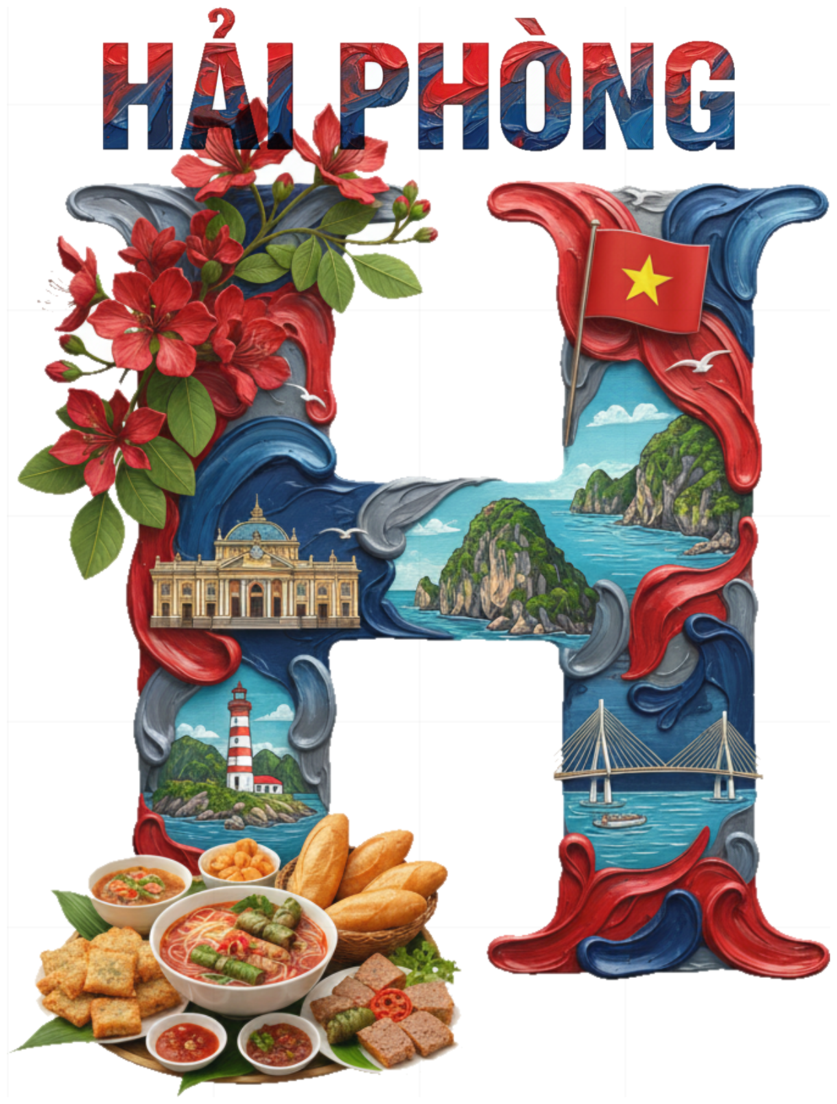 Áo Thun Hải Phòng Local Brand Unisex Cotton 100% Form Rộng In Hình Hoa Phượng Đỏ Du Lịch Cát Bà Cực Chất - 200426-16-37-WAI