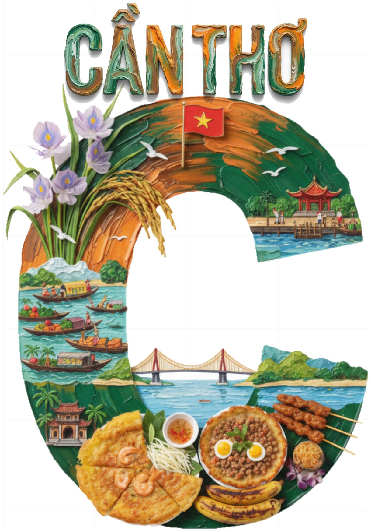 Áo Thun Unisex Form Rộng Cotton 100% In Hình Cần Thơ Local Brand Trendy - Áo Phông Trắng Du Lịch Miền Tây Cực Chất - 200426-16-52-LDT