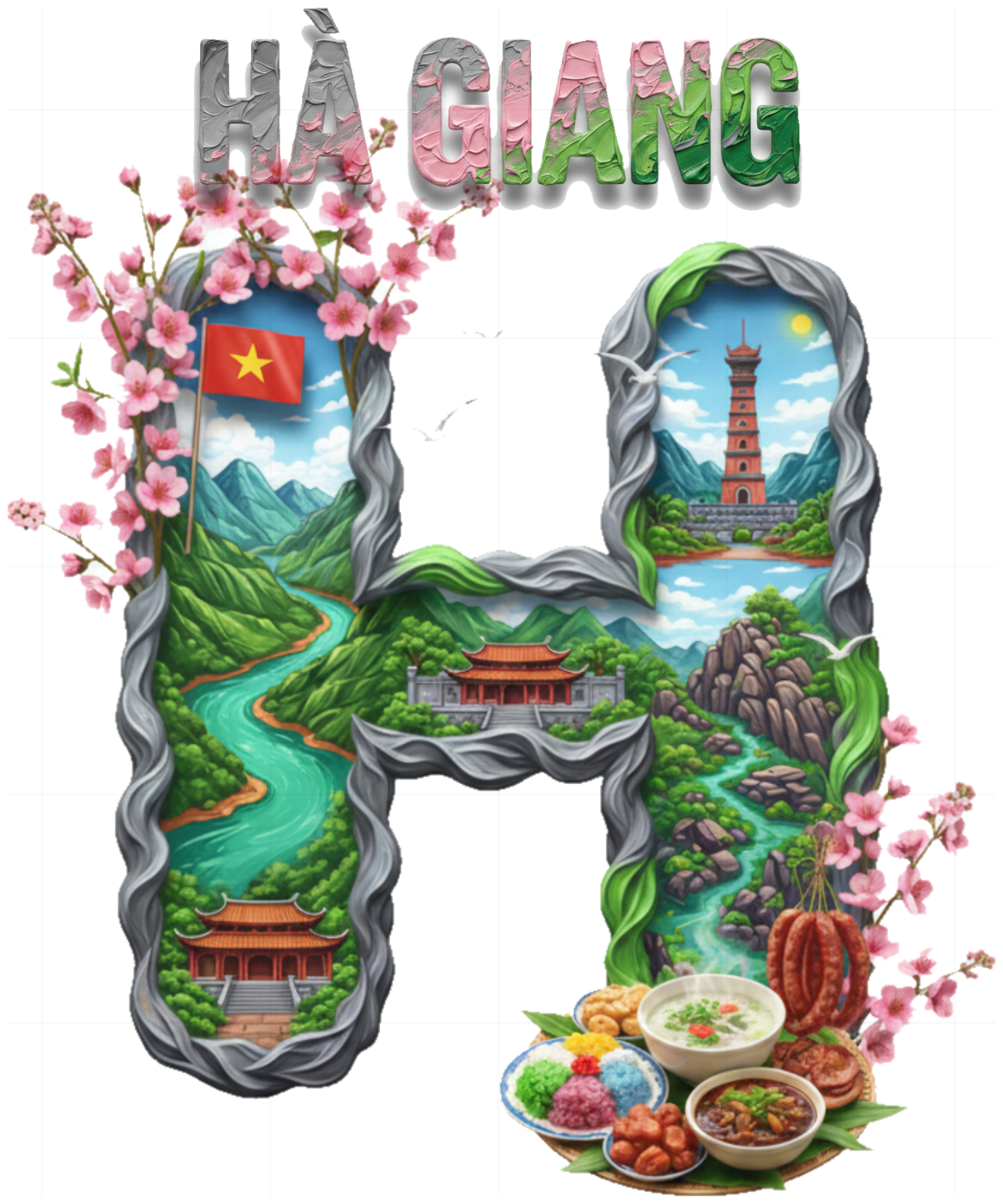 Áo Thun Hà Giang Design Chữ H Nghệ Thuật - Tee Trắng Unisex Cotton 100% Form Rộng Cực Chất Vi Vu Du Lịch - 200426-16-58-YZS